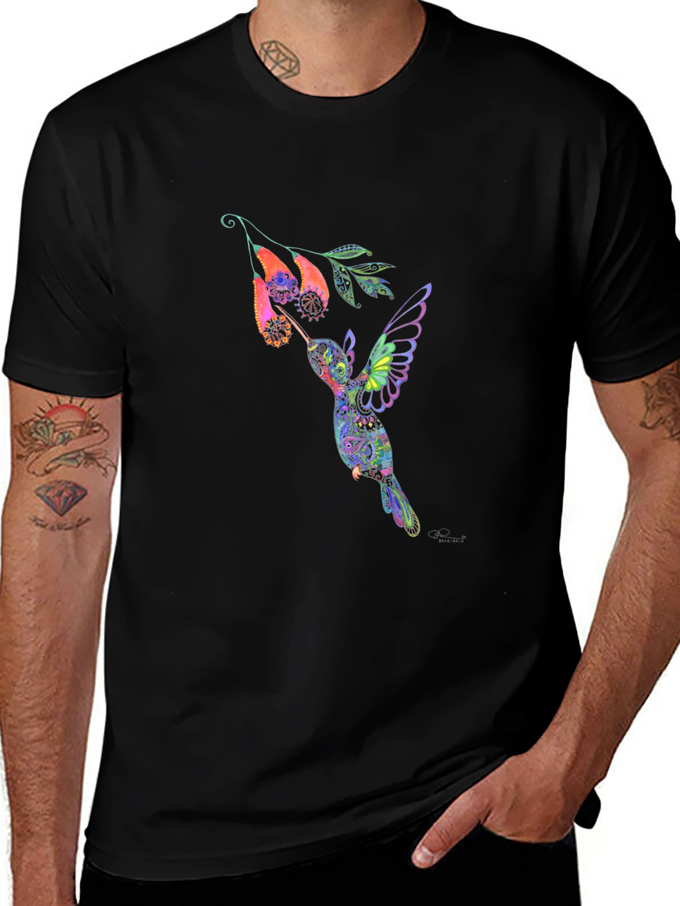 Hummingbird Graphic Black T-Shirt