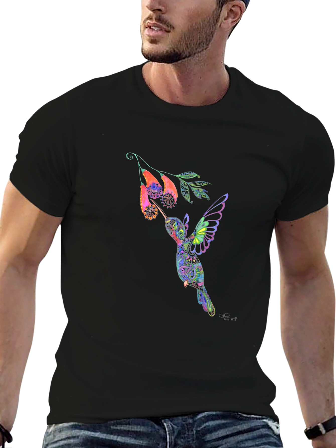 Hummingbird Graphic Black T-Shirt
