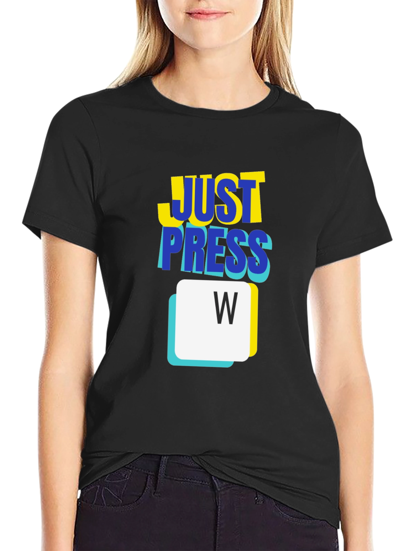 Just Press W Gaming T-Shirt - Black