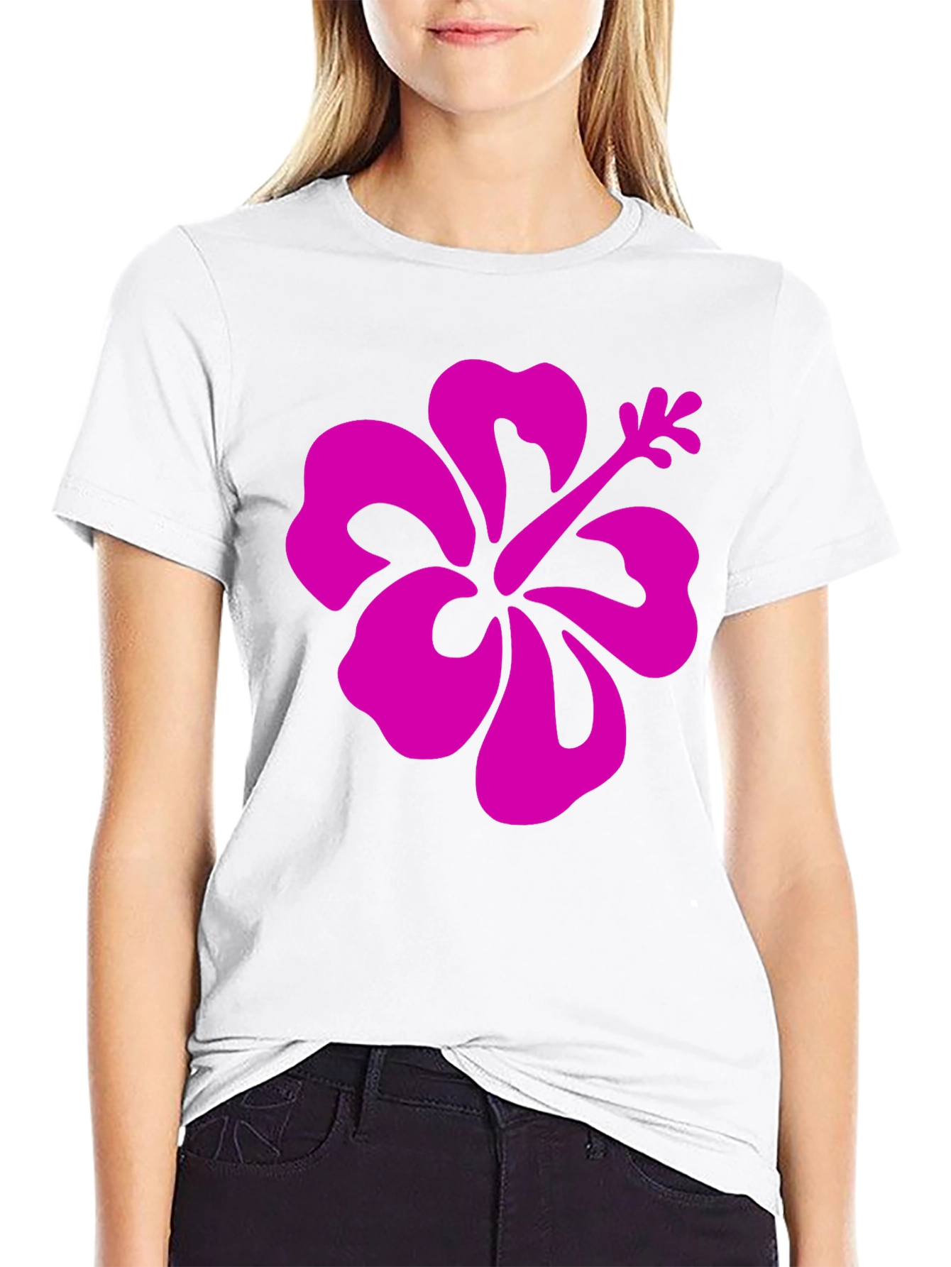 Hibiscus Graphic Tee - Casual Black T-Shirt