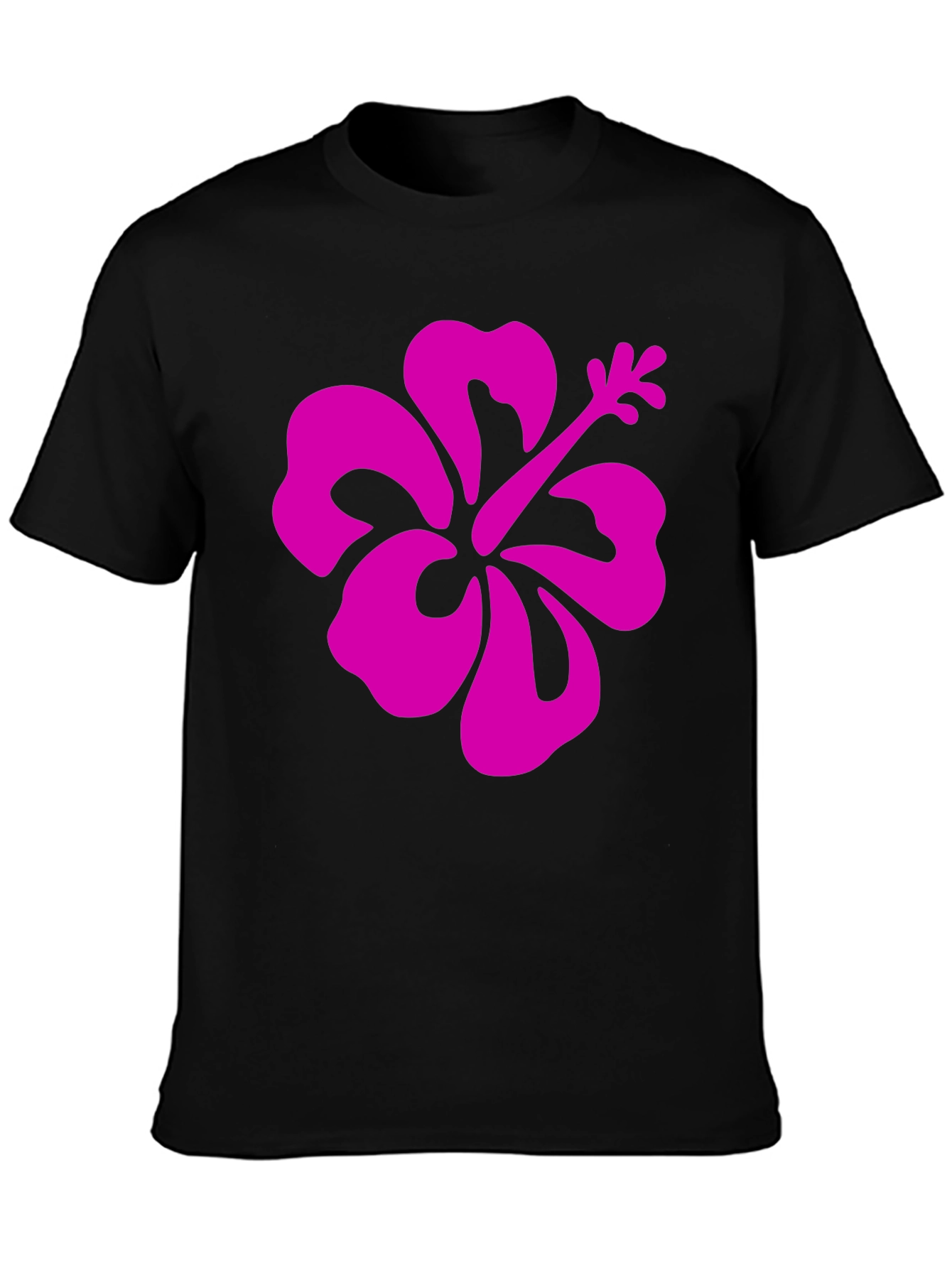 Hibiscus Graphic Tee - Casual Black T-Shirt