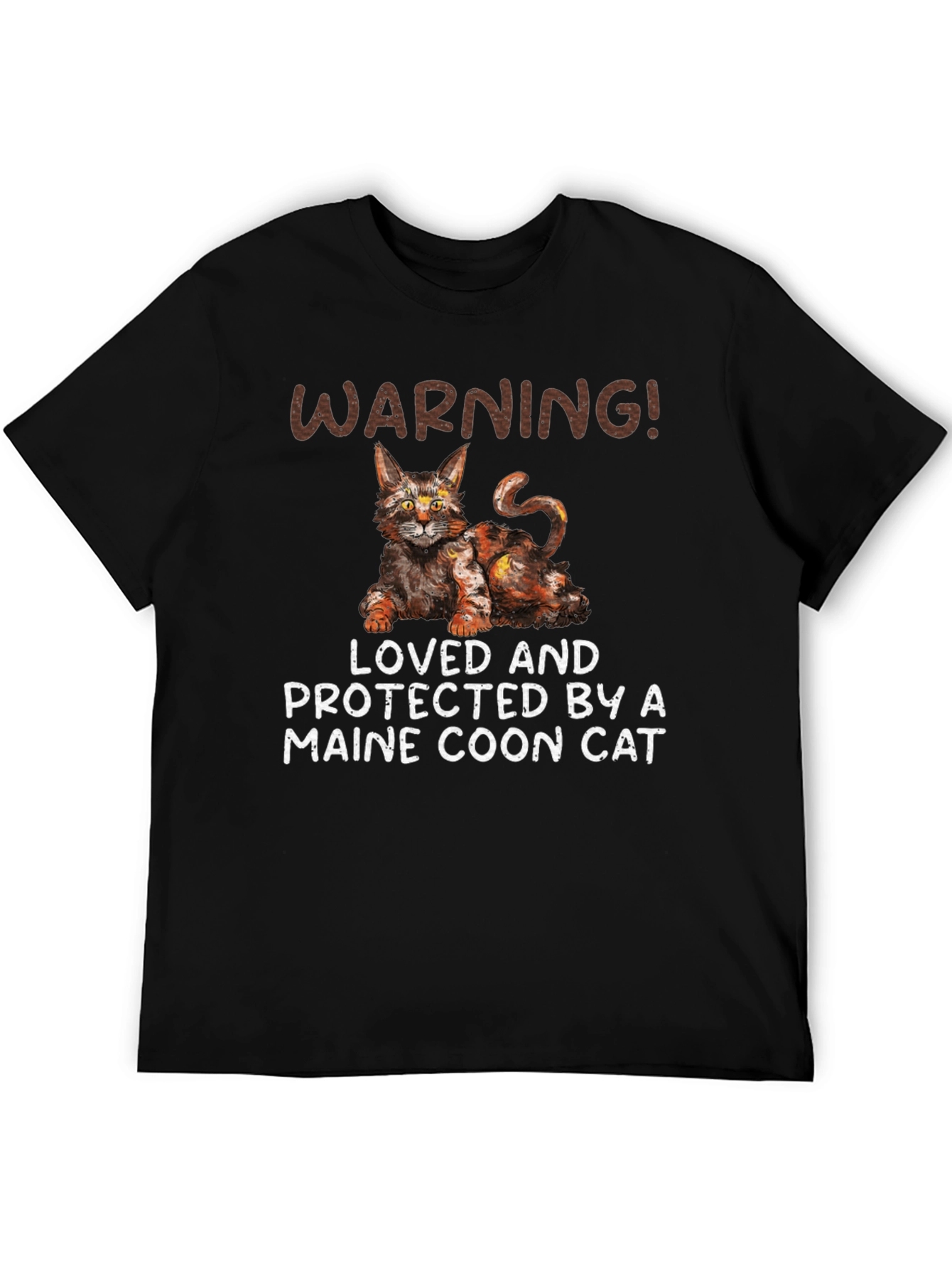 Maine Coon Cat T-Shirt - Warning! Loved and Protected