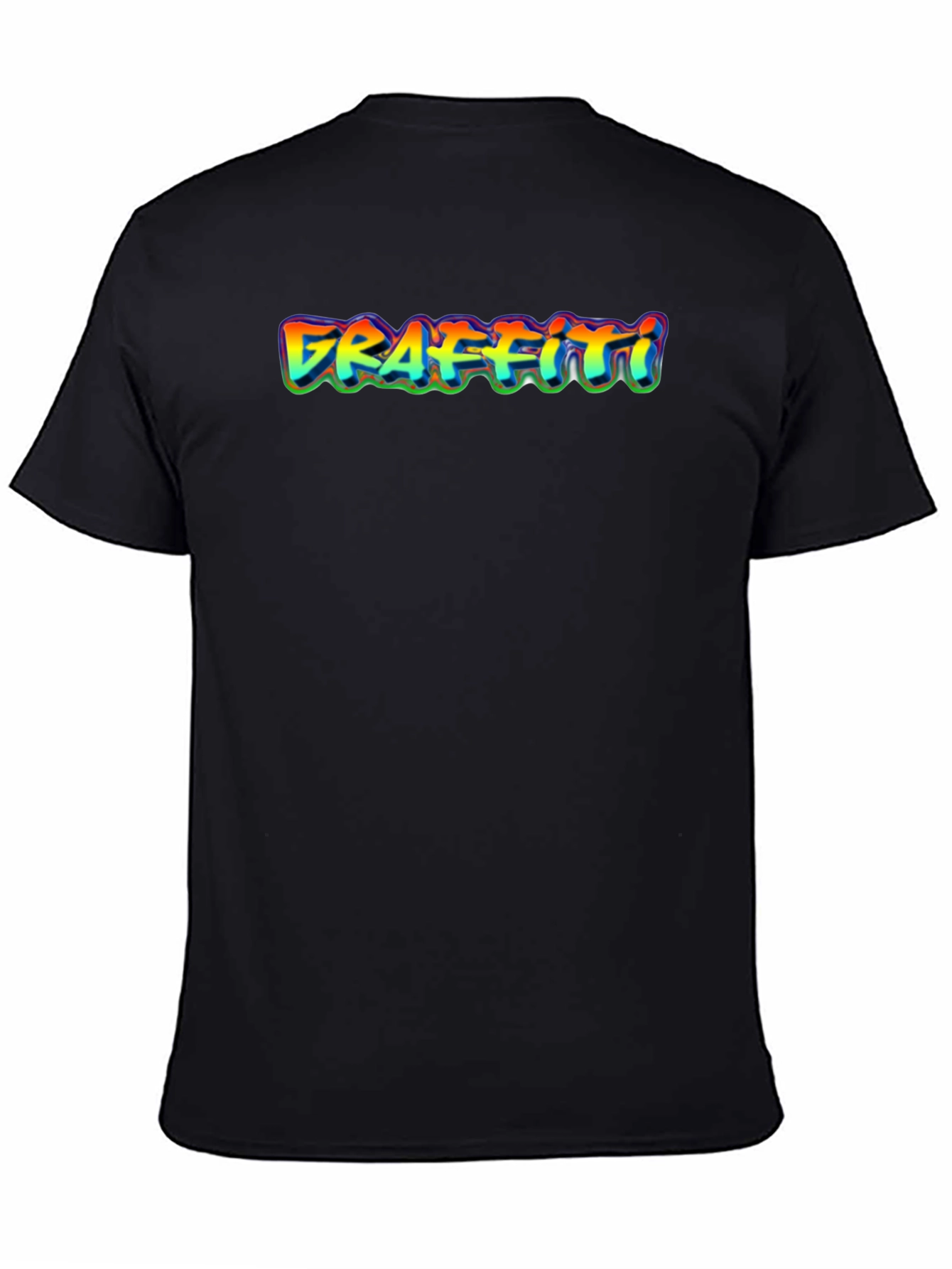 Graffiti Style Graphic Print Black T-Shirt