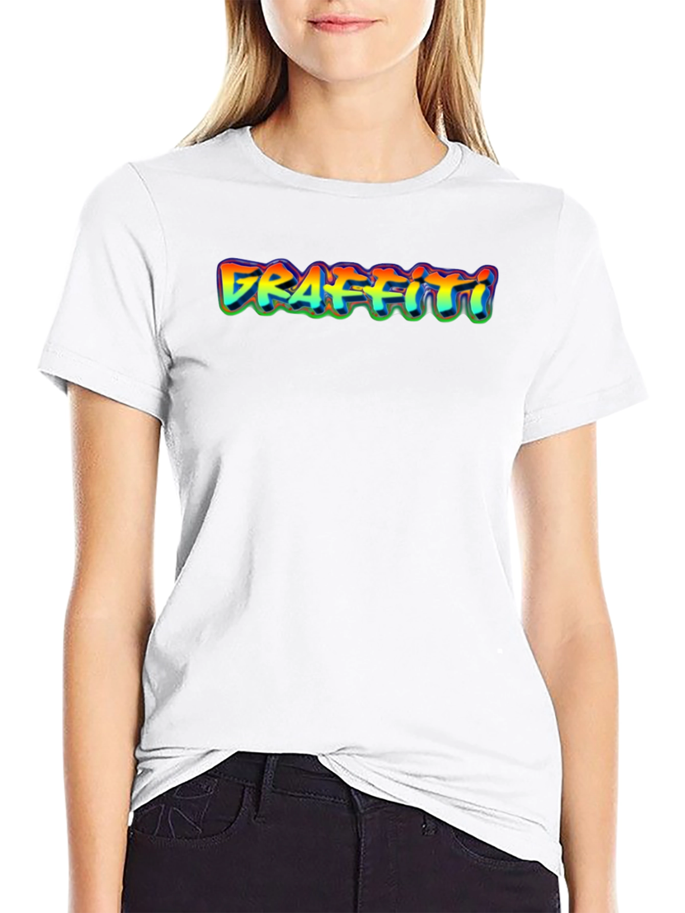 Graffiti Style Graphic Print Black T-Shirt