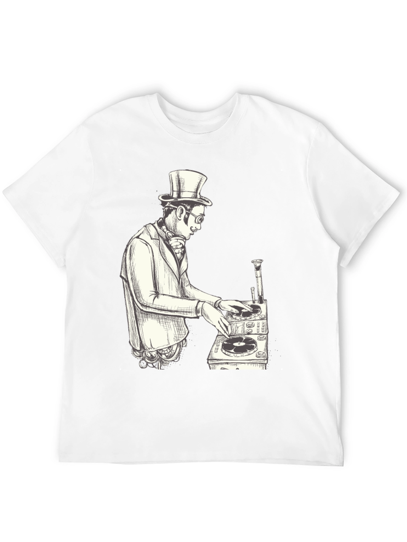 Steampunk DJ Graphic T-Shirt - Black