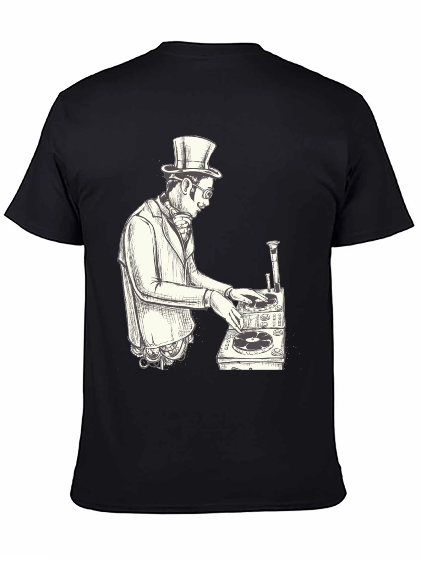 Steampunk DJ Graphic T-Shirt - Black