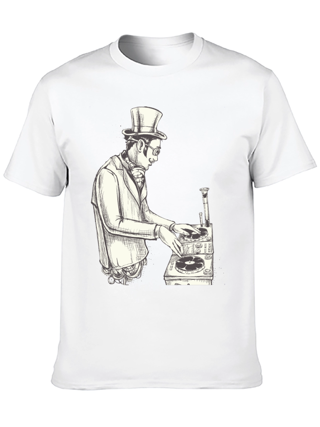 Steampunk DJ Graphic T-Shirt - Black