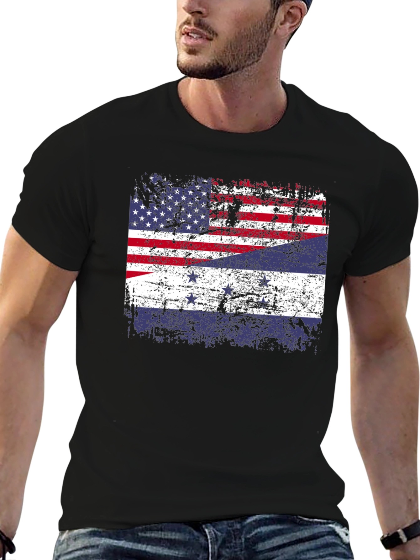 Distressed American-Dutch Flag T-Shirt