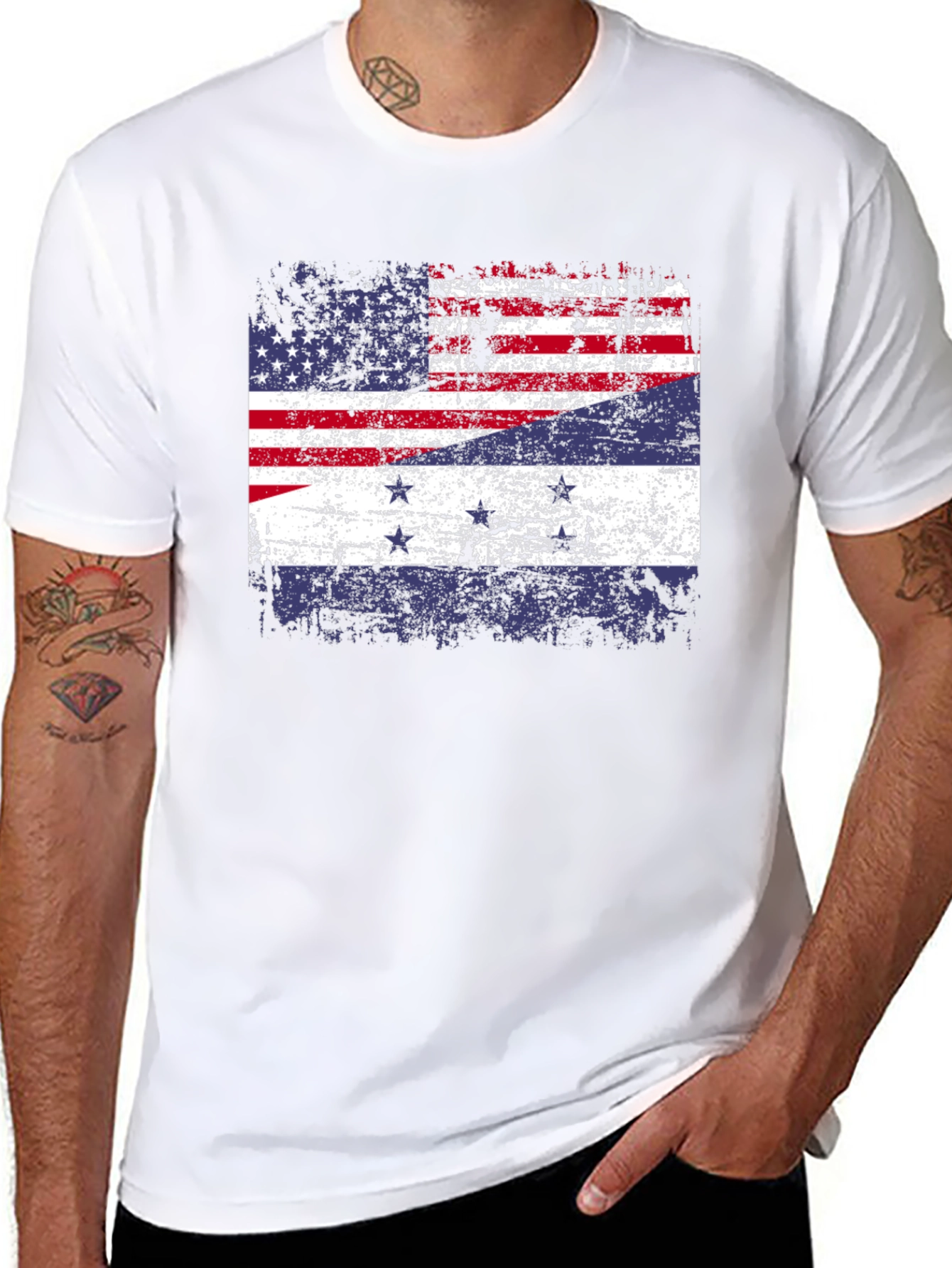 Distressed American-Dutch Flag T-Shirt