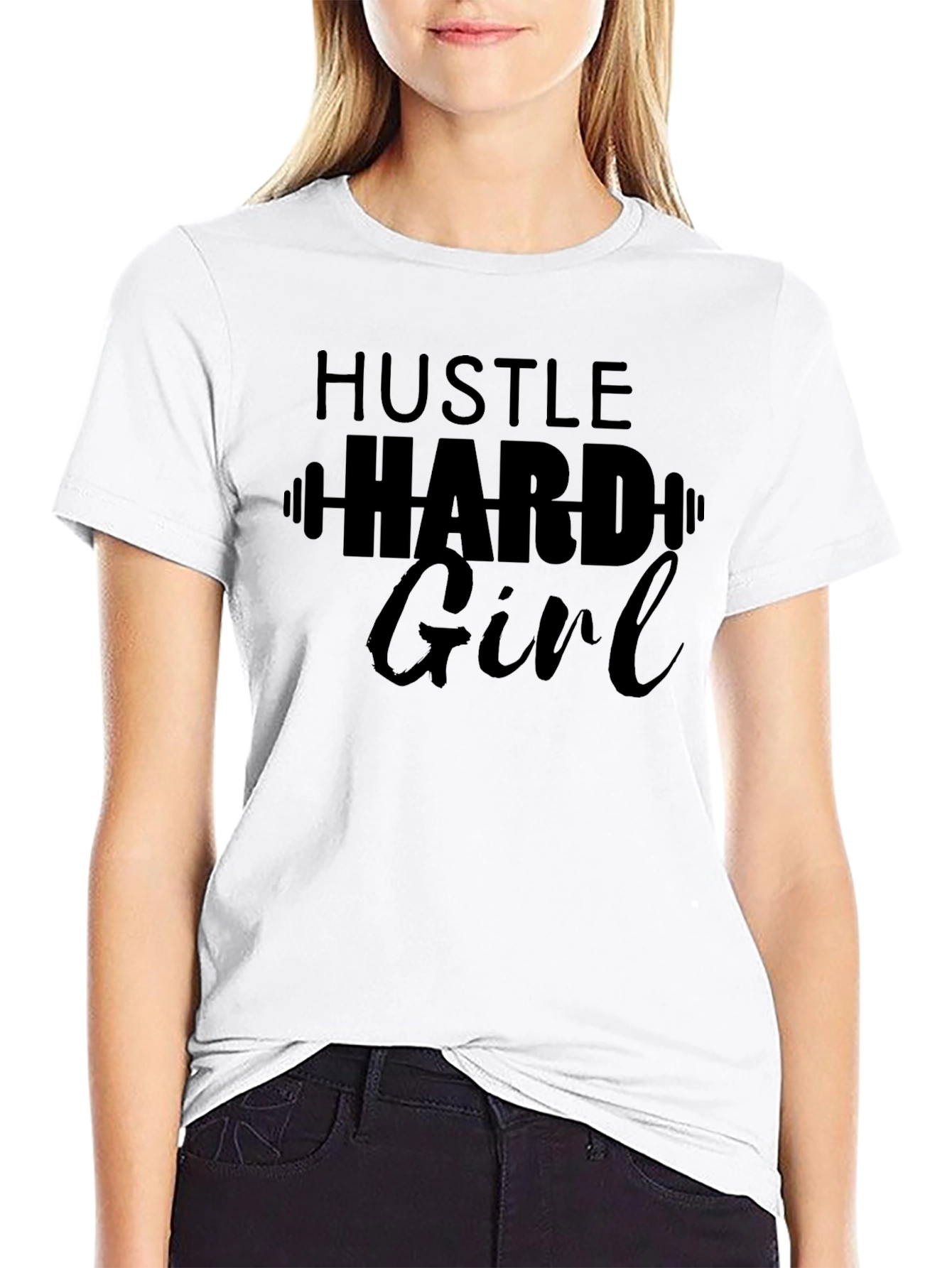 Hustle Hard Girl T-Shirt - Motivational Gym Tee