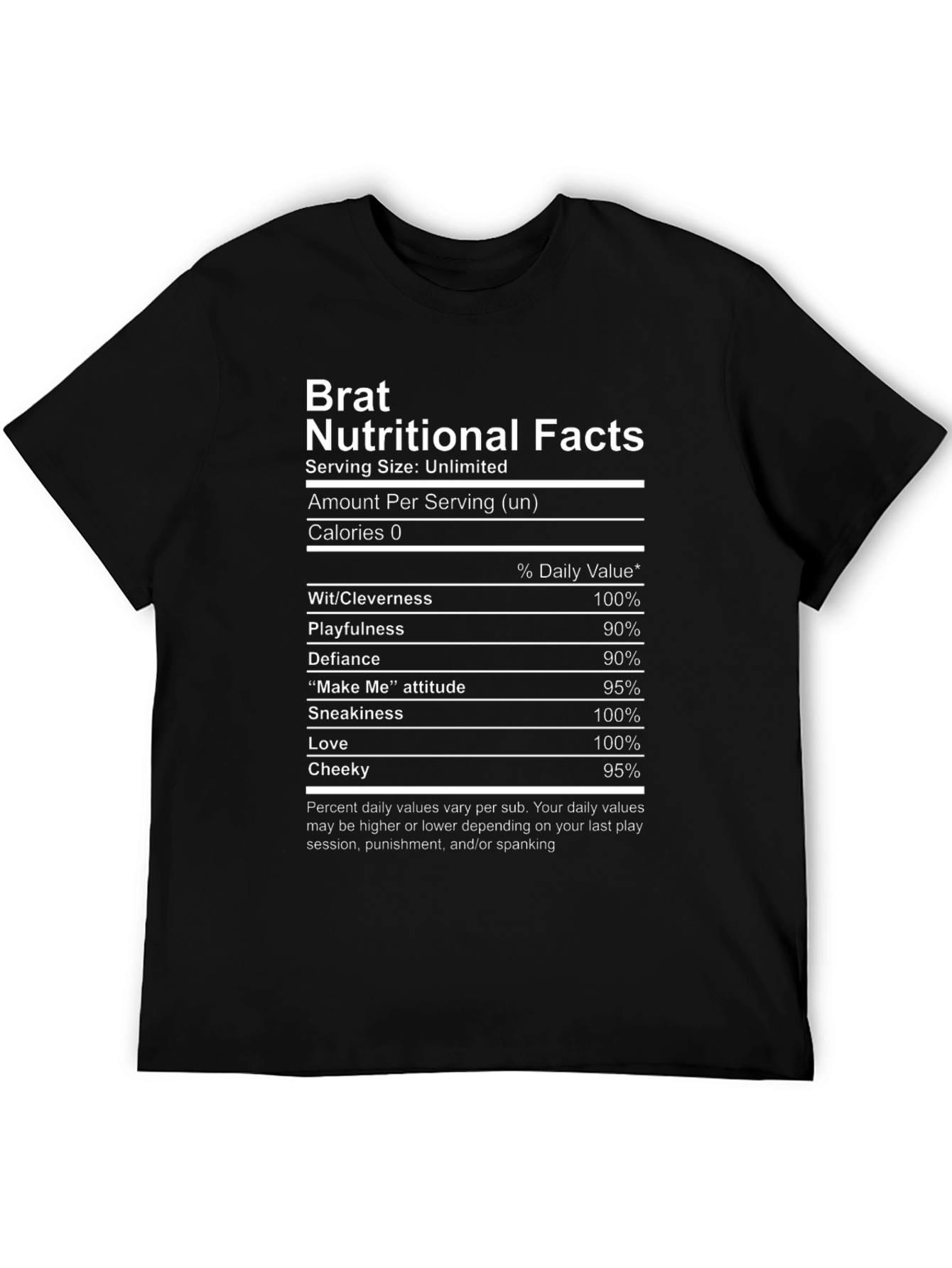 Brat Nutritional Facts Graphic T-Shirt