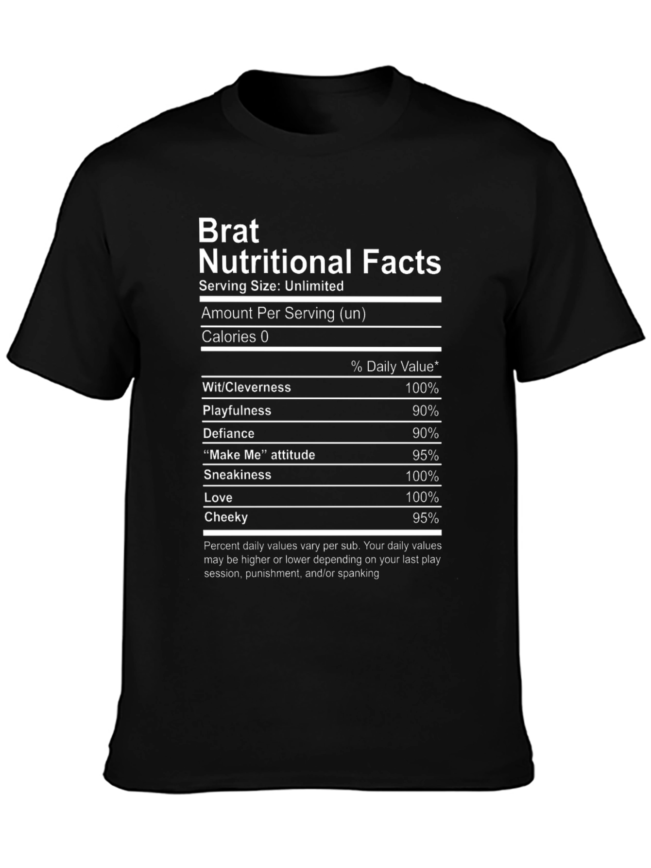 Brat Nutritional Facts Graphic T-Shirt