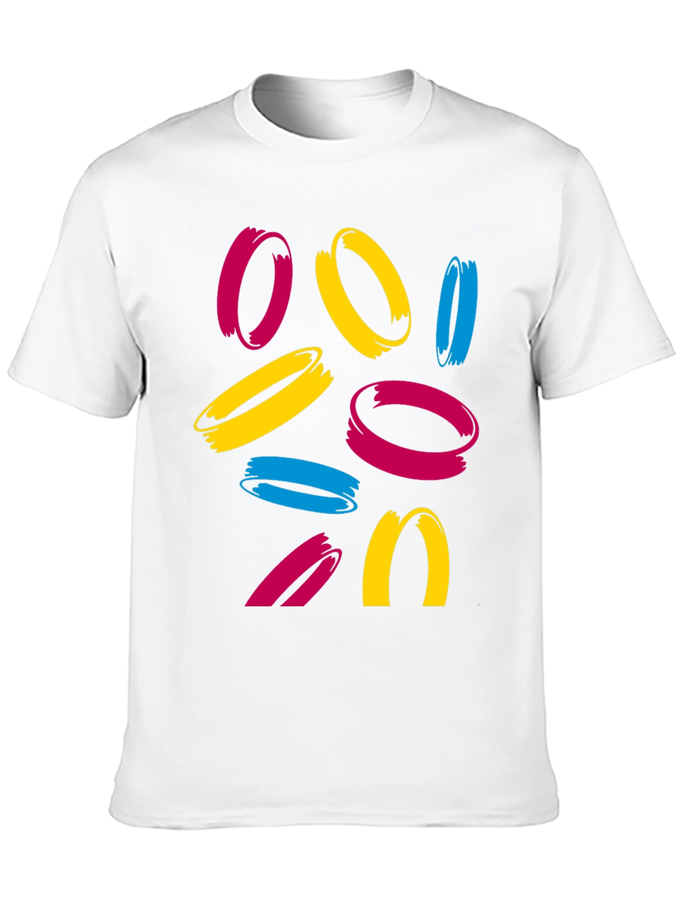 Abstract Circles Graphic Tee - Casual Crew Neck T-Shirt