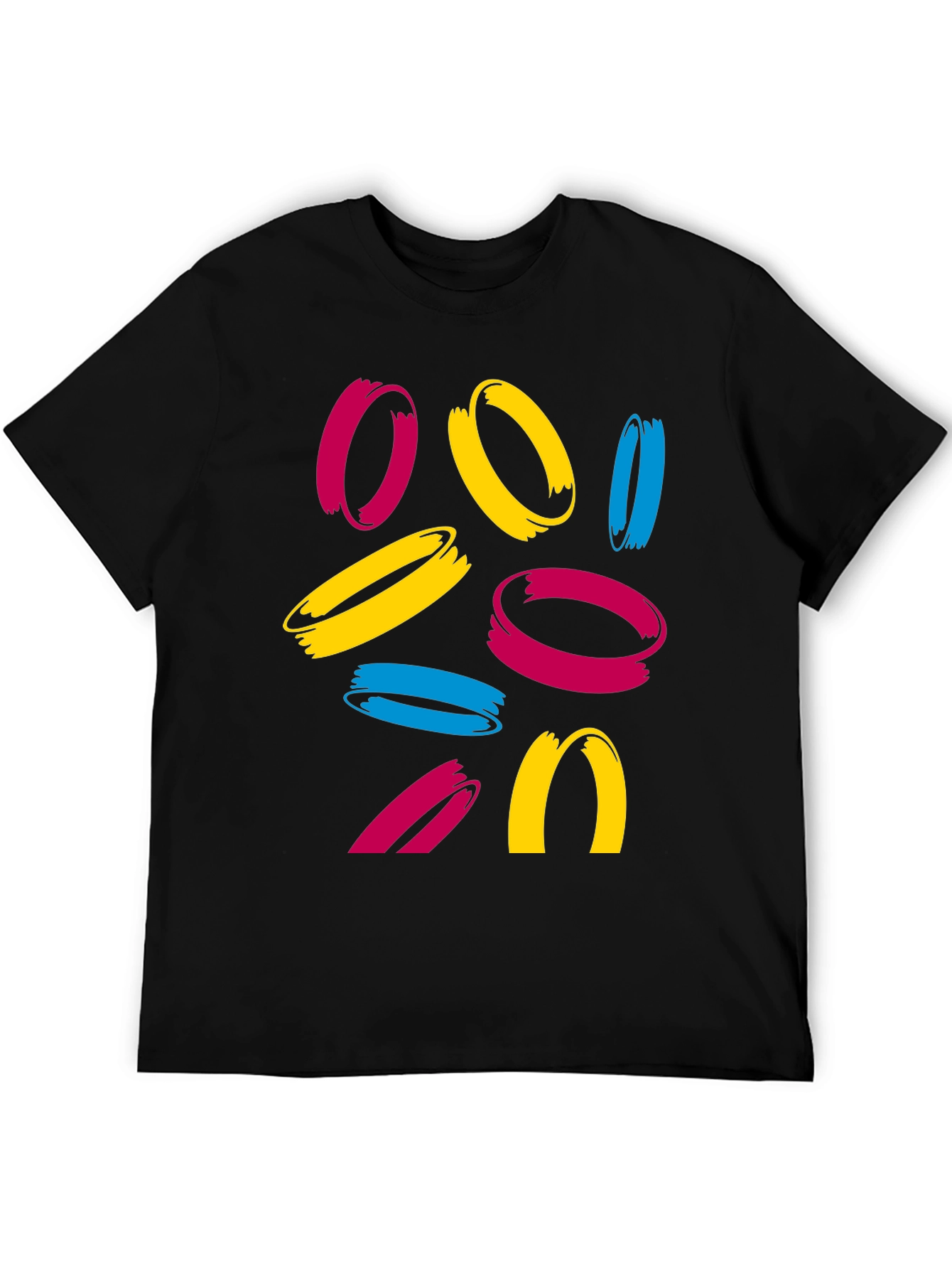 Abstract Circles Graphic Tee - Casual Crew Neck T-Shirt