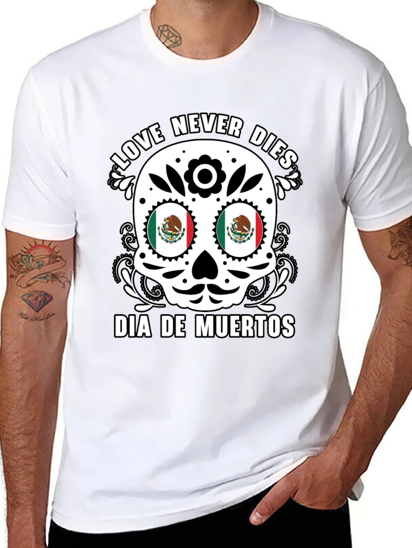 Dia de Muertos Skull T-Shirt - Love Never Dies