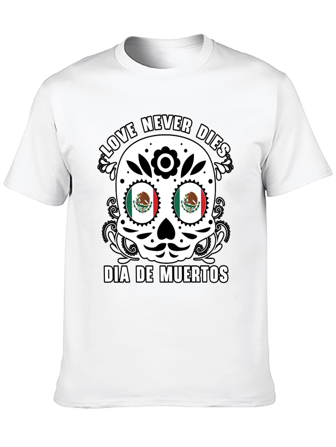 Dia de Muertos Skull T-Shirt - Love Never Dies