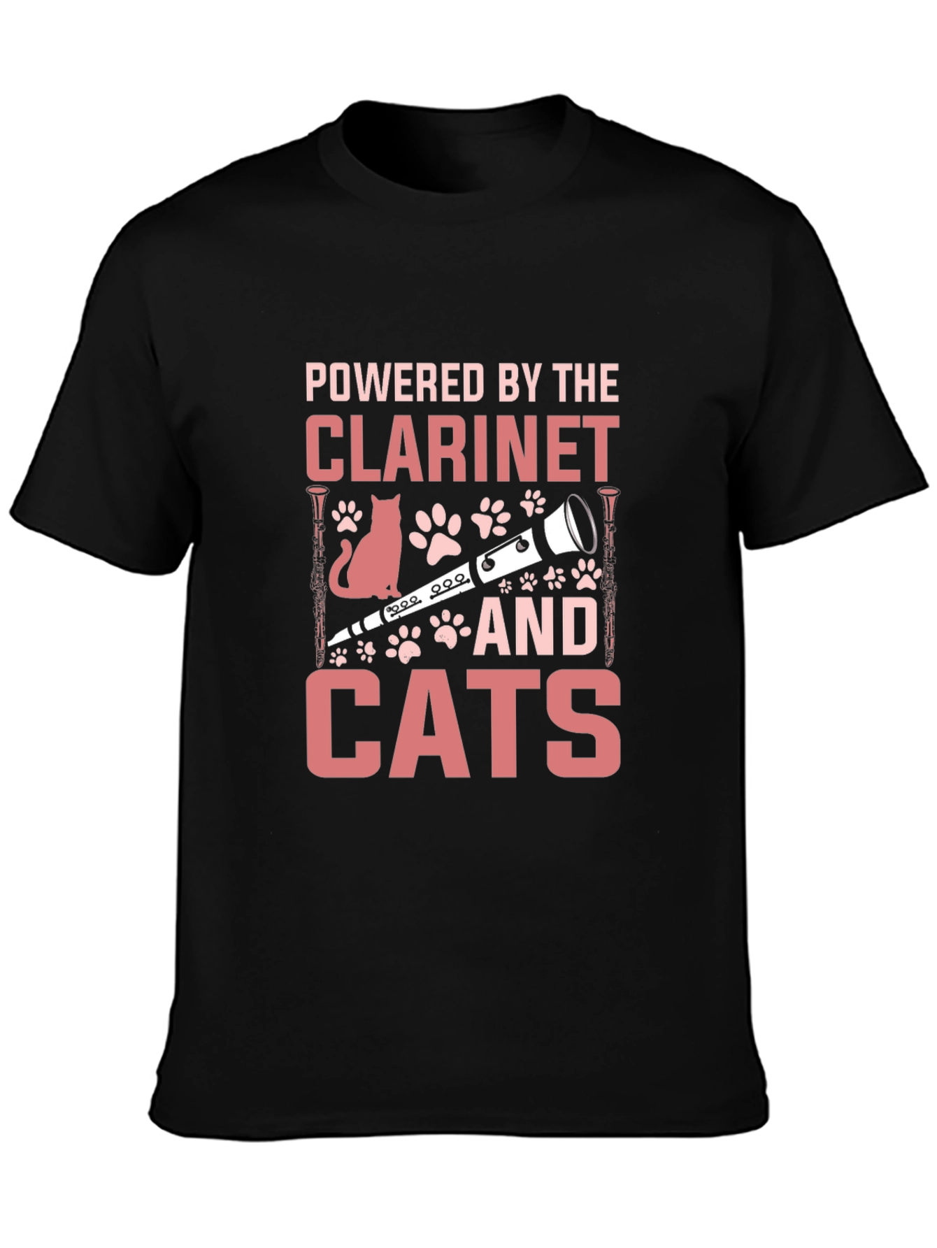 Clarinet and Cats Graphic T-Shirt