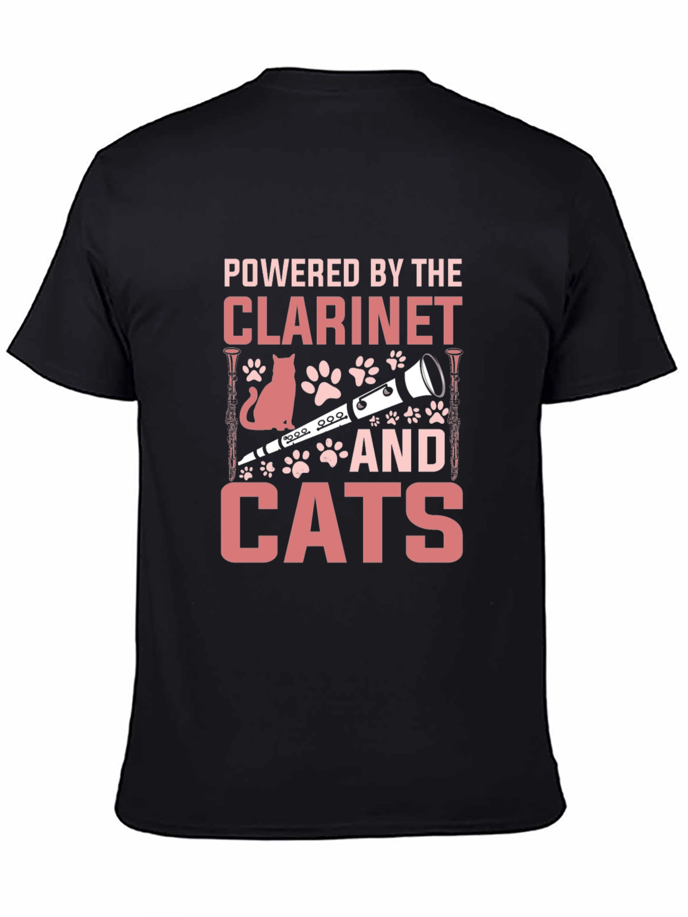 Clarinet and Cats Graphic T-Shirt