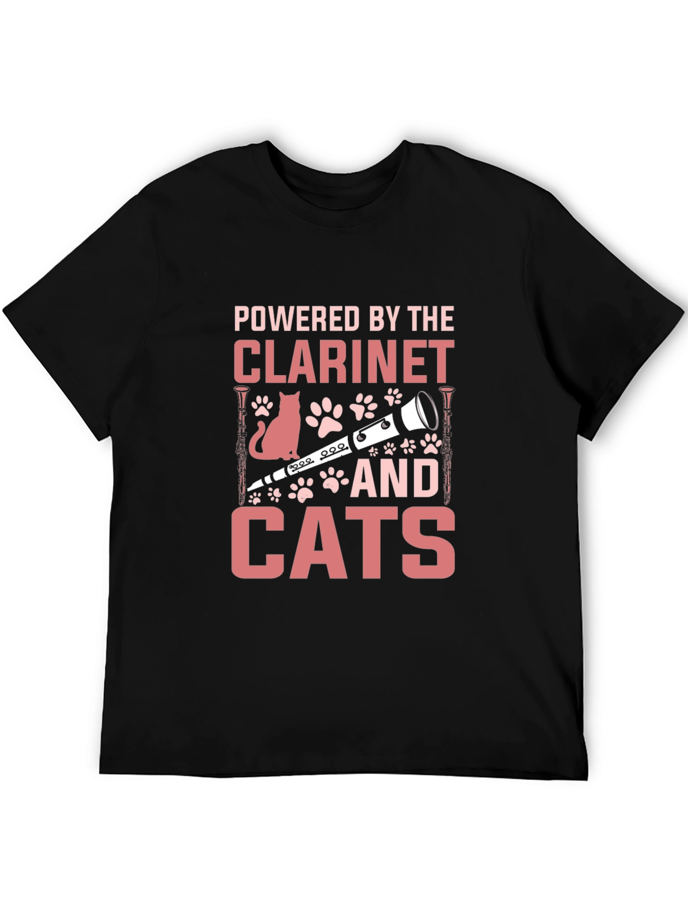 Clarinet and Cats Graphic T-Shirt