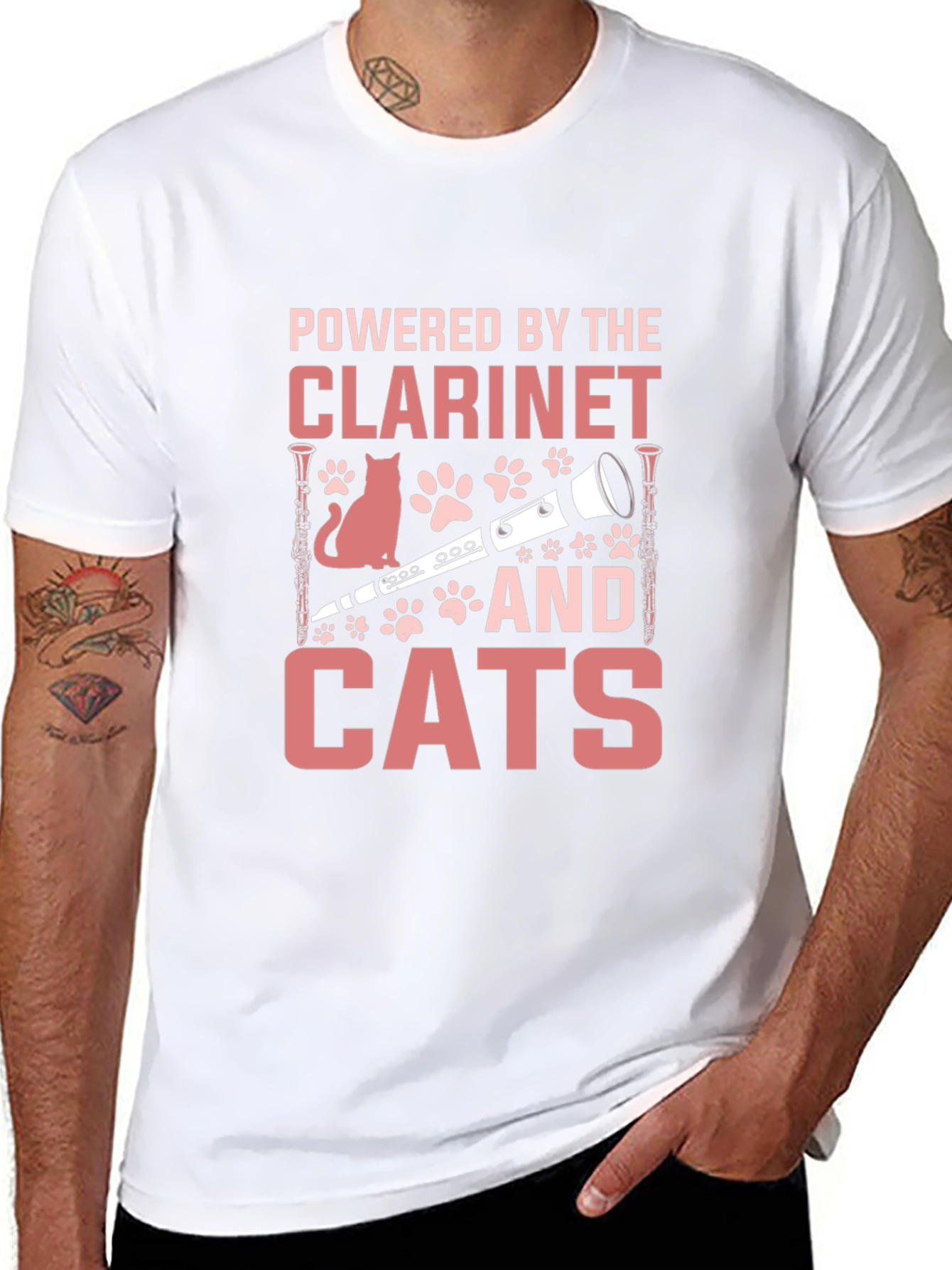 Clarinet and Cats Graphic T-Shirt