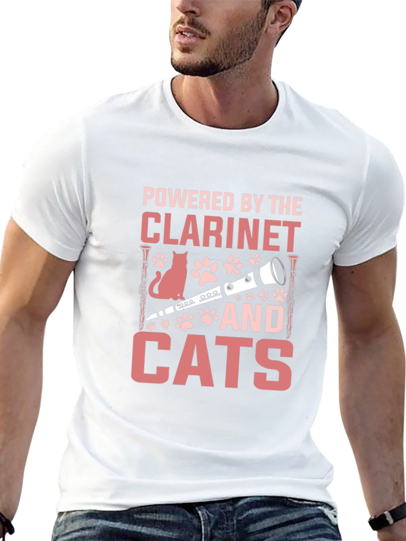 Clarinet and Cats Graphic T-Shirt