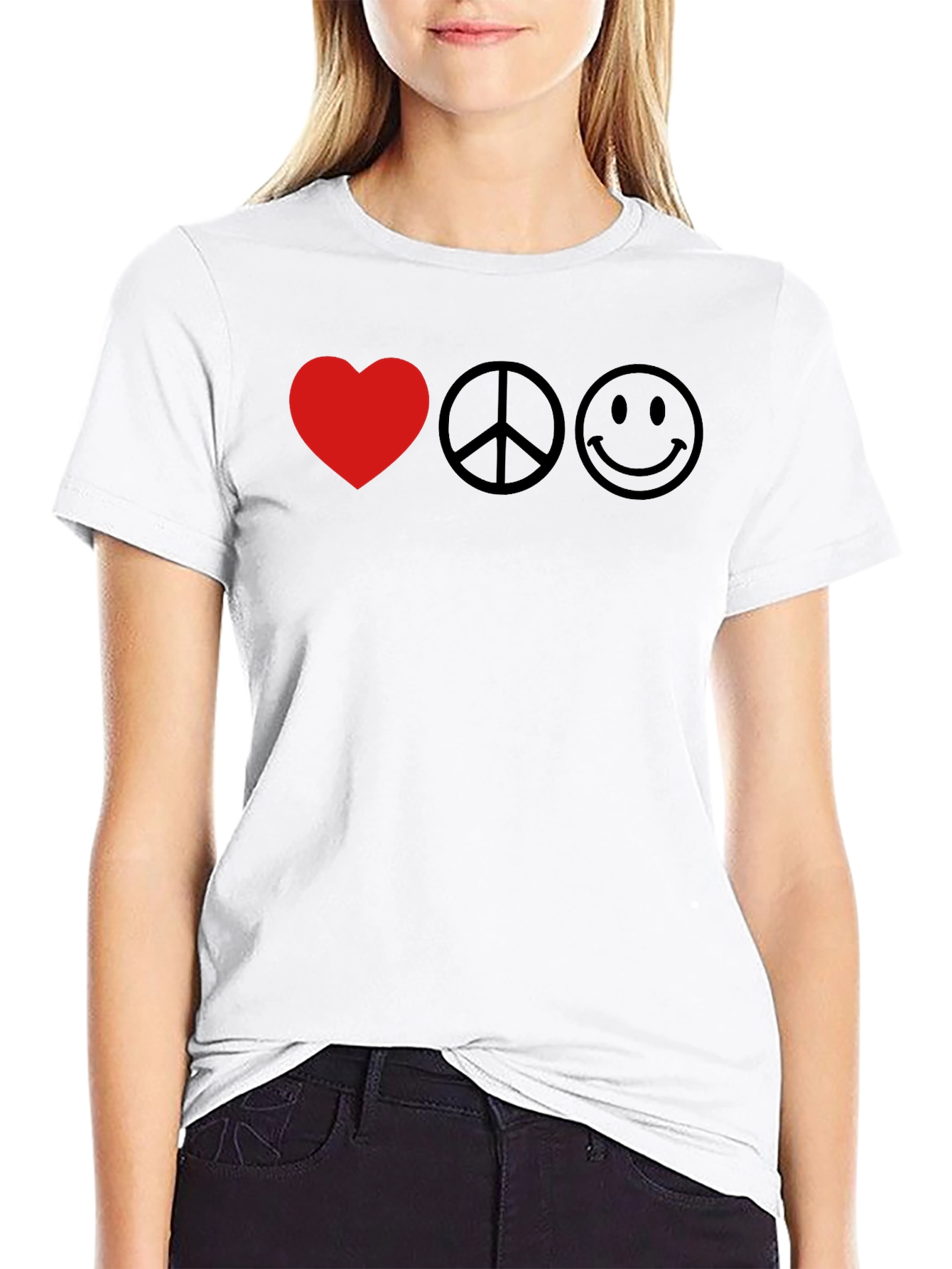 Love Peace Happy Black T-Shirt