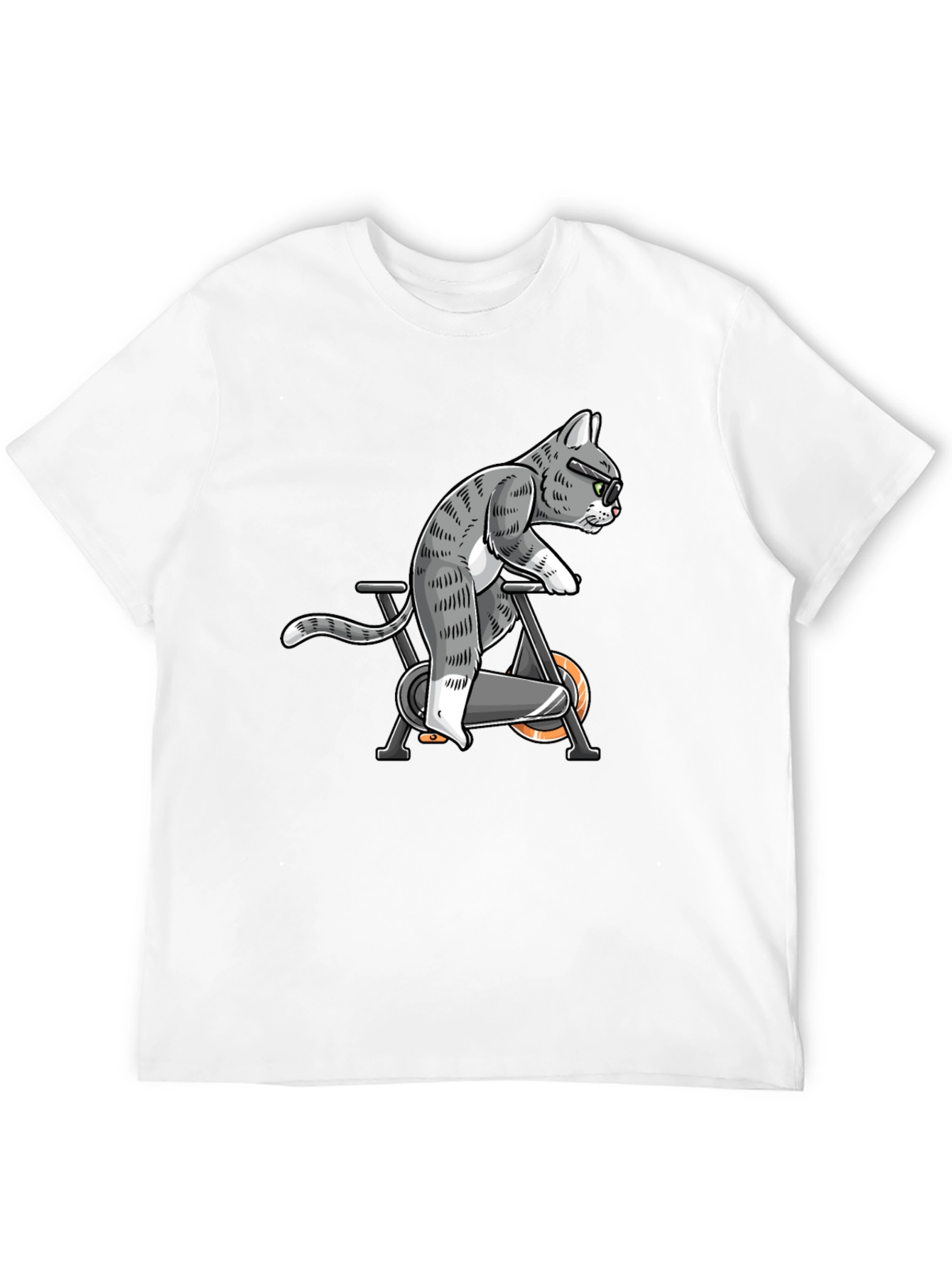 Cat on Exercise Bike Graphic Tee