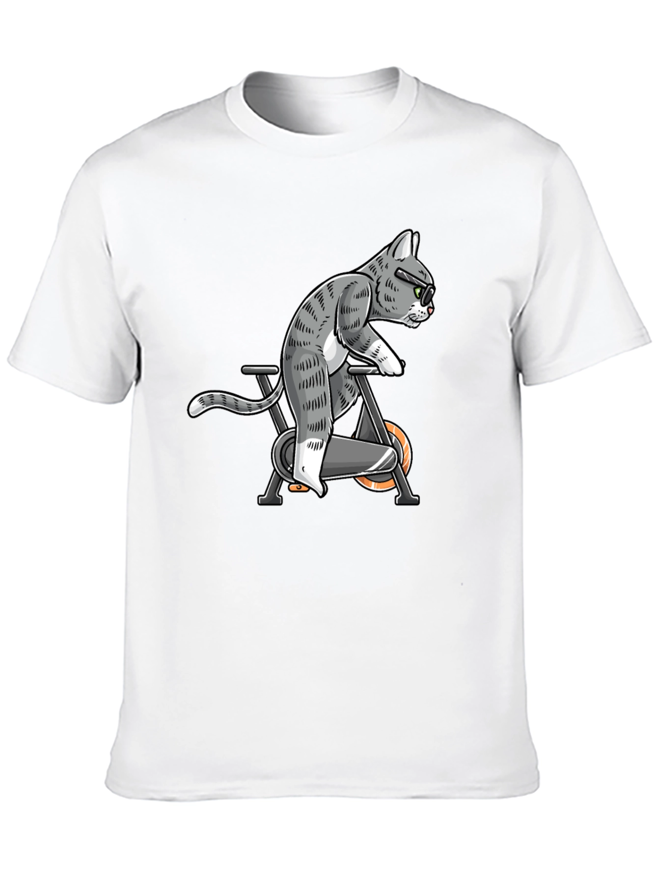 Cat on Exercise Bike Graphic Tee