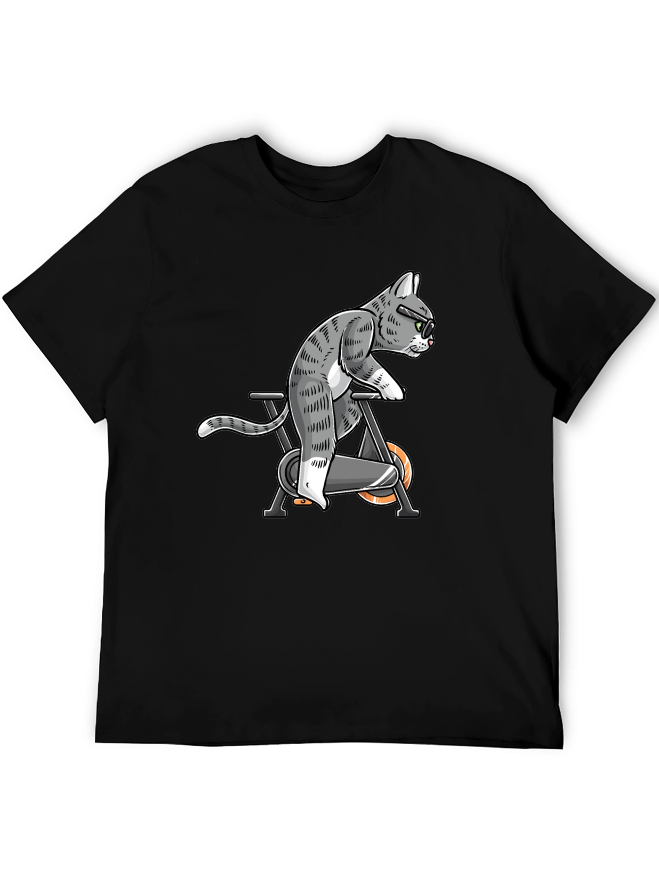 Cat on Exercise Bike Graphic Tee