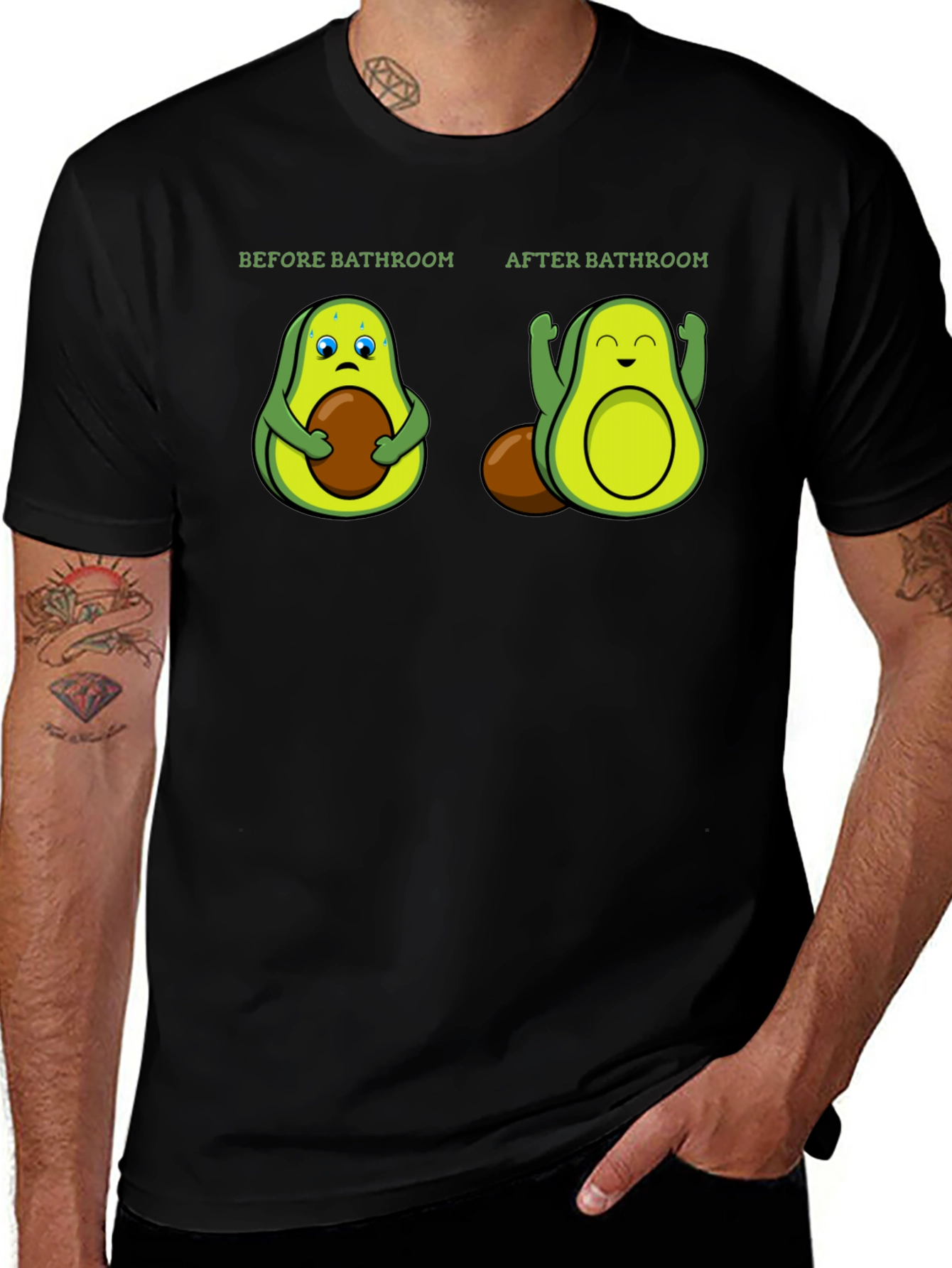 Avocado Bathroom Humor Black T-Shirt