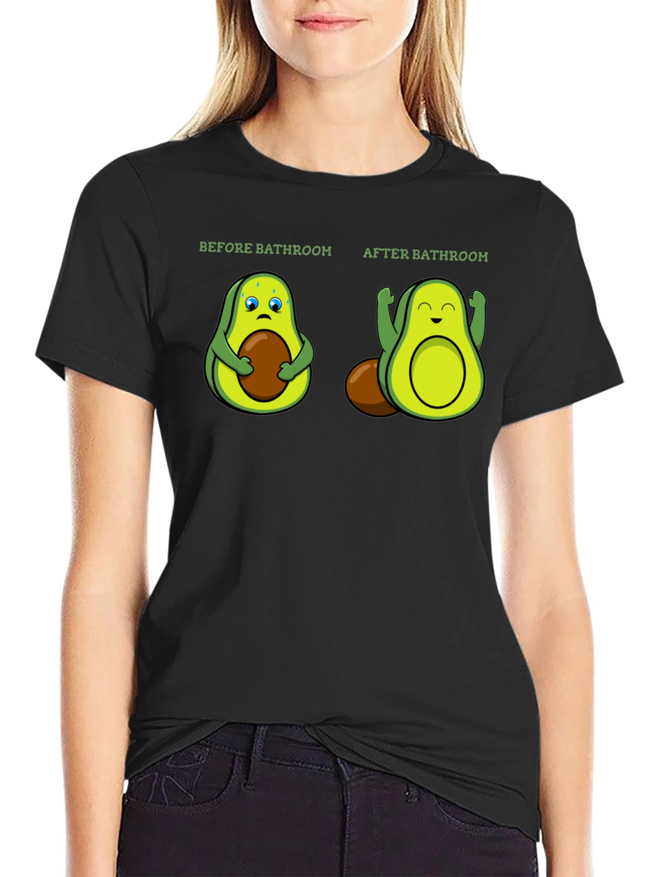 Avocado Bathroom Humor Black T-Shirt