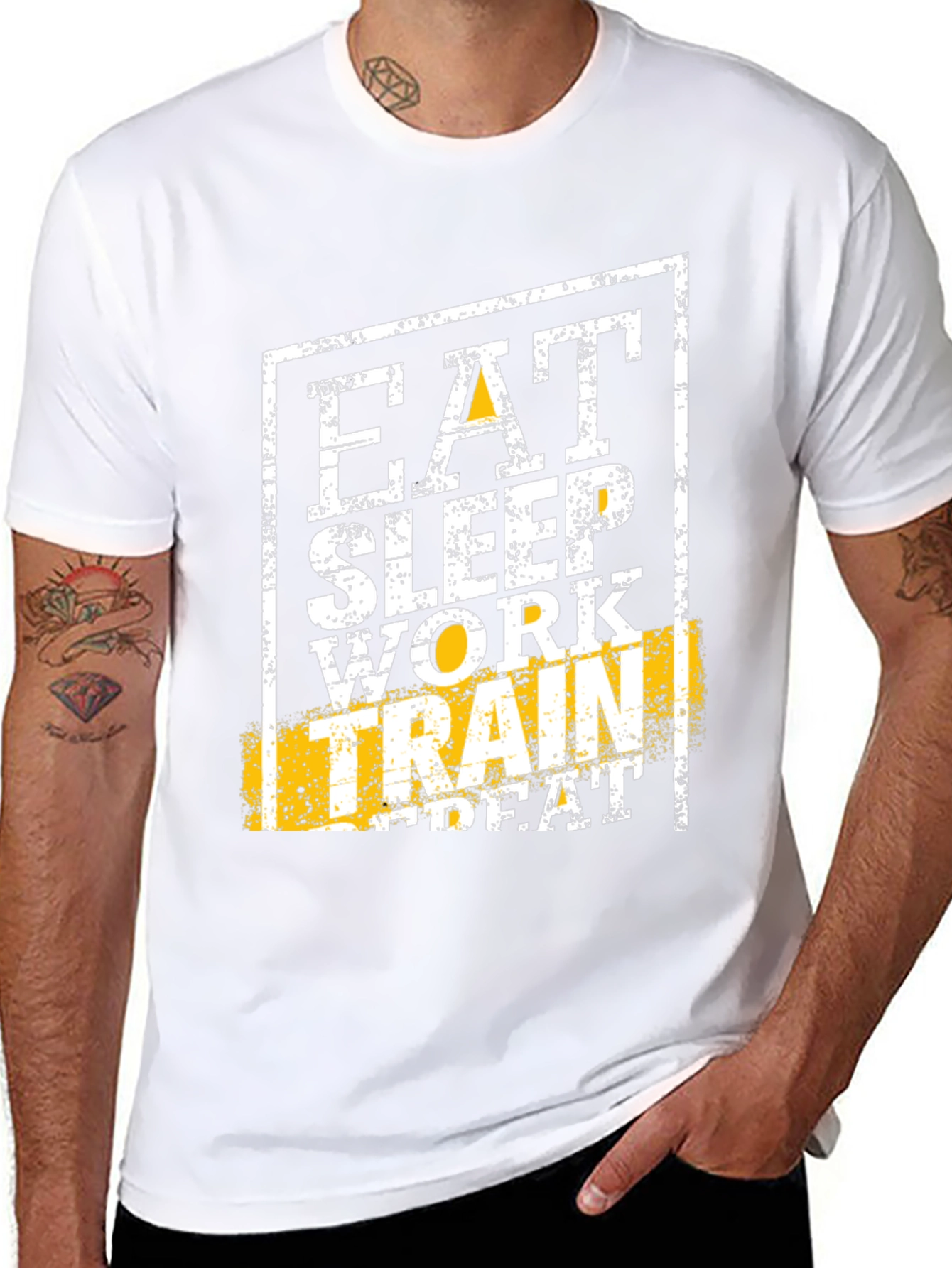 Eat Sleep Work Train Repeat Black Graphic Tee