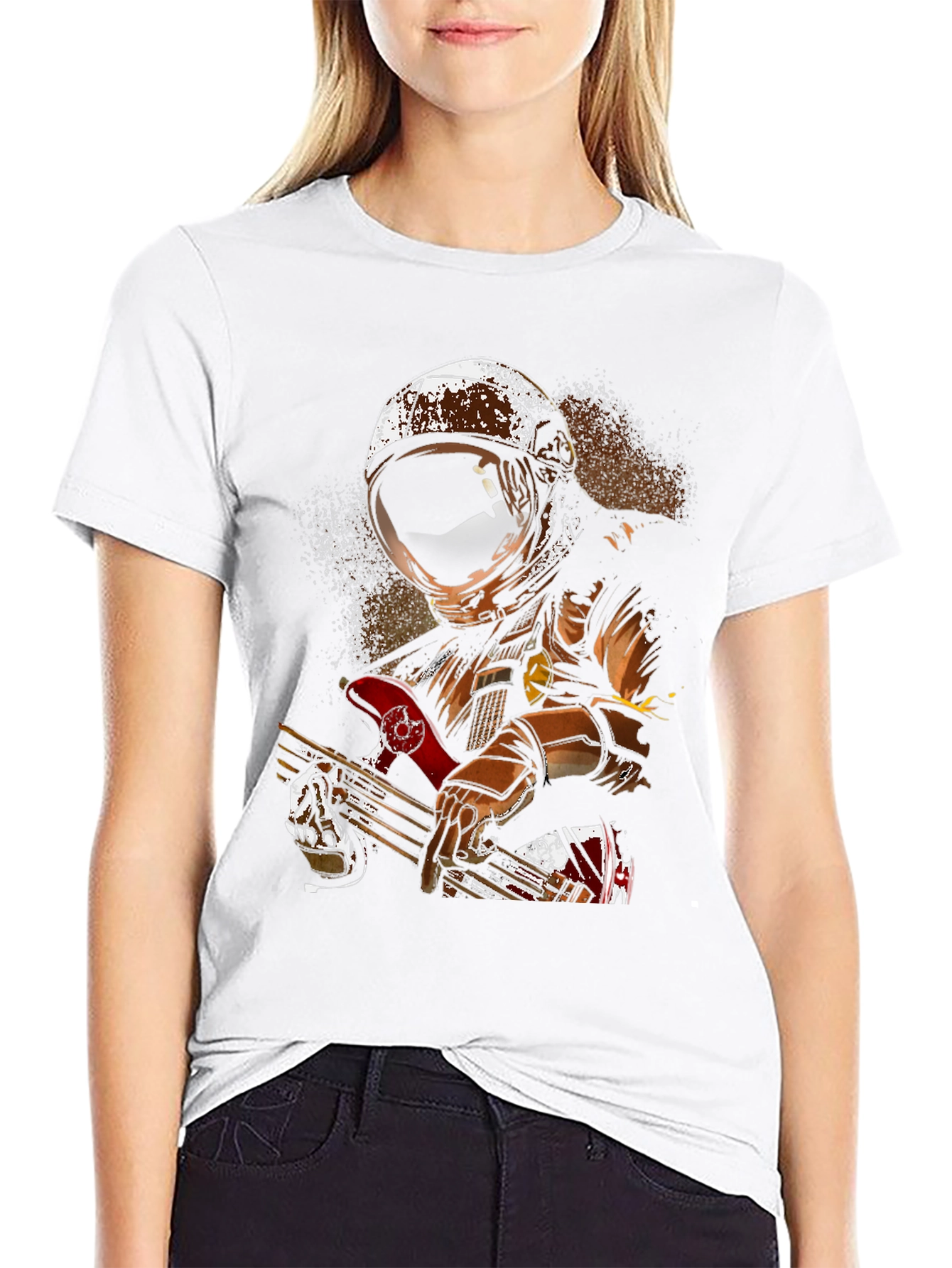 Astronaut Guitar Player Graphic T-Shirt - Cool Space Design