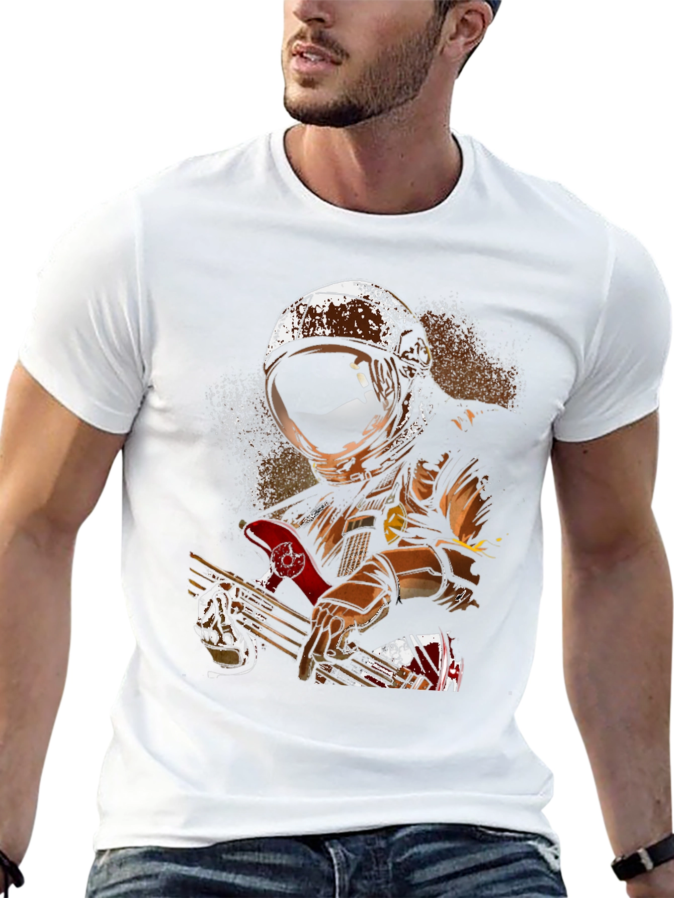 Astronaut Guitar Player Graphic T-Shirt - Cool Space Design