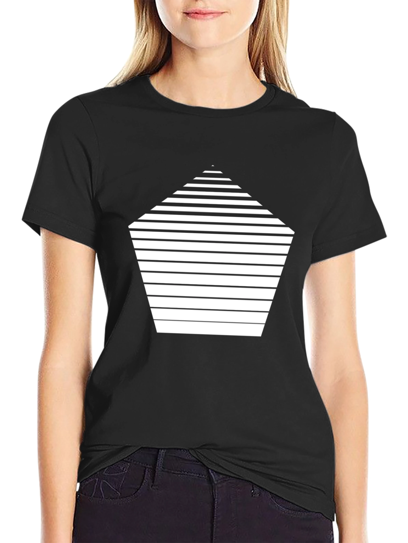 Geometric Striped Tee - Modern Black T-Shirt