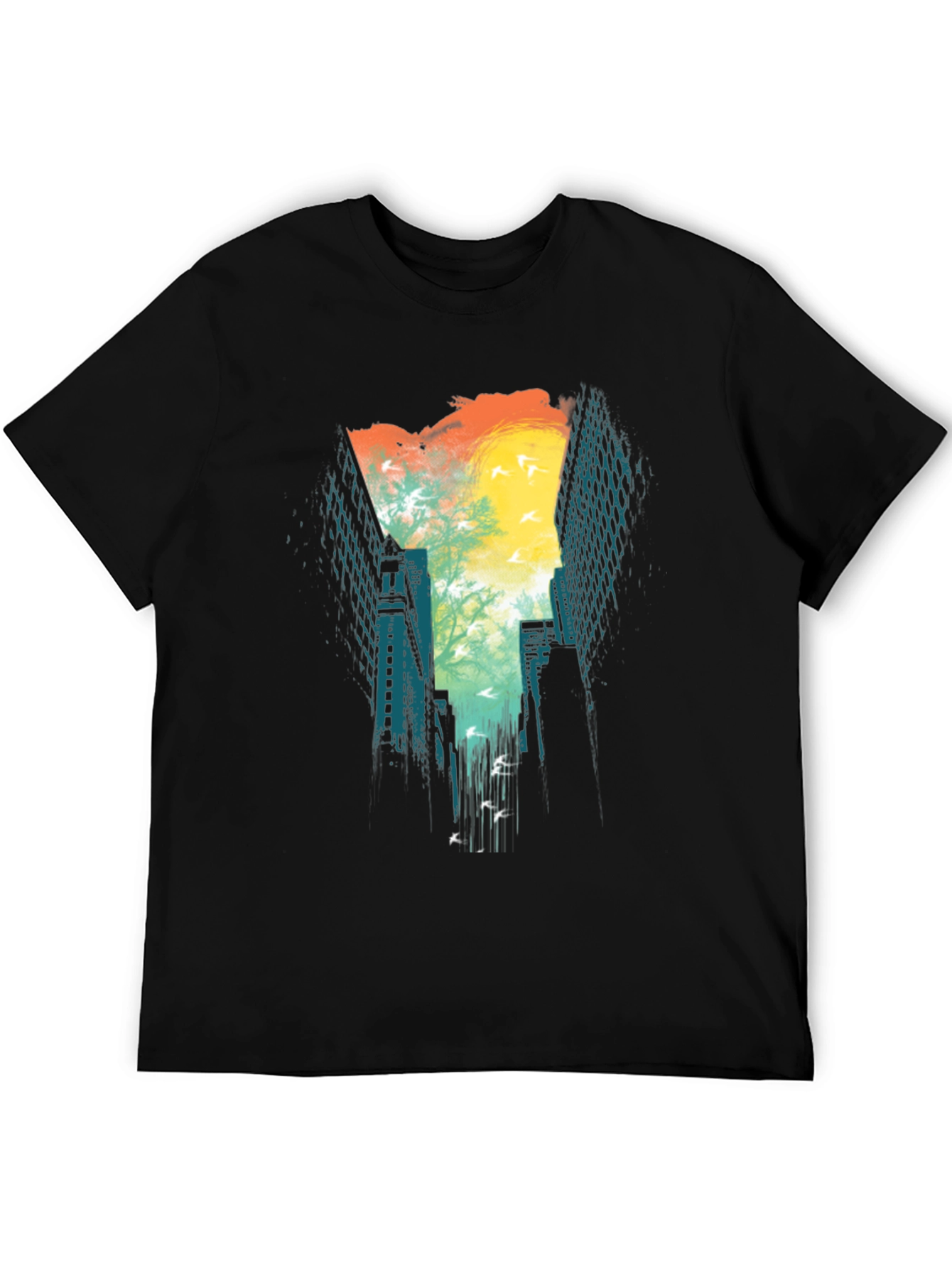 Urban Escape T-Shirt: Cityscape Bird Design