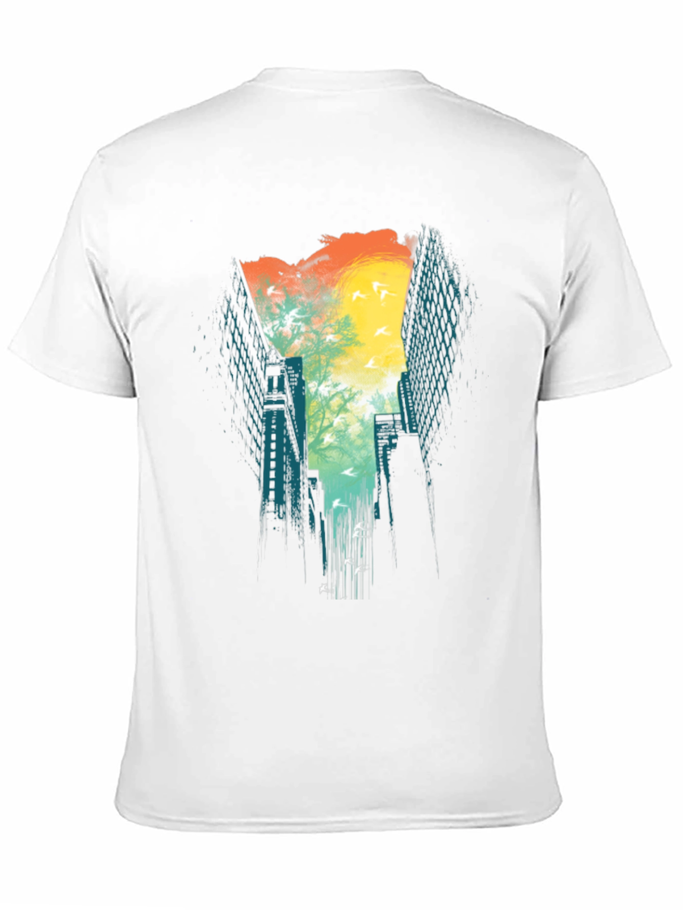 Urban Escape T-Shirt: Cityscape Bird Design