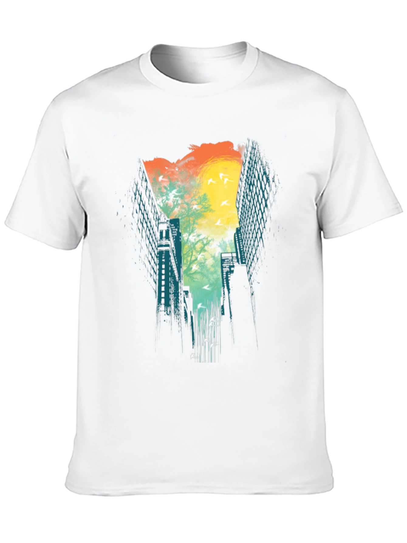 Urban Escape T-Shirt: Cityscape Bird Design