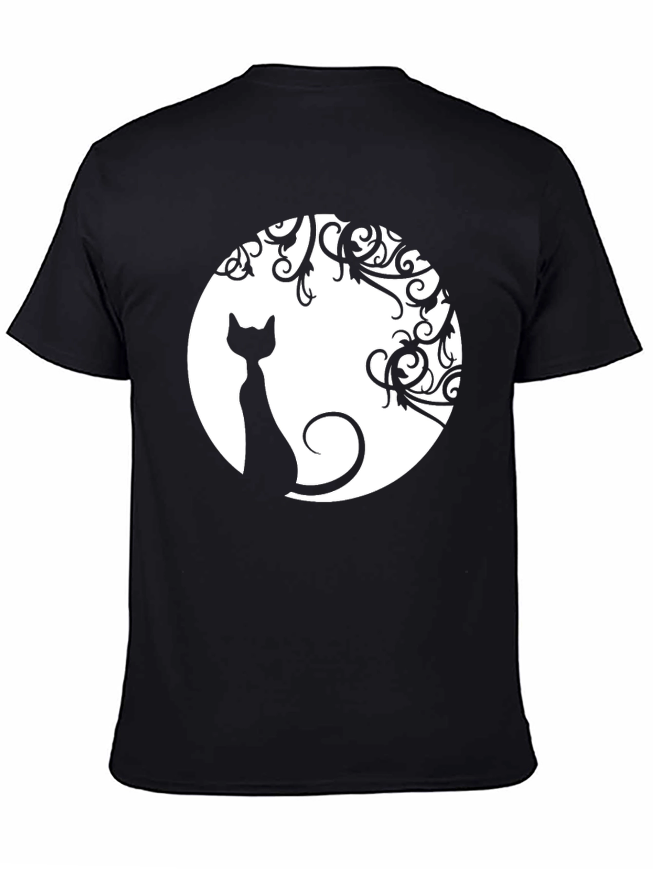 Cat Moon Graphic Tee - Unisex Black T-Shirt