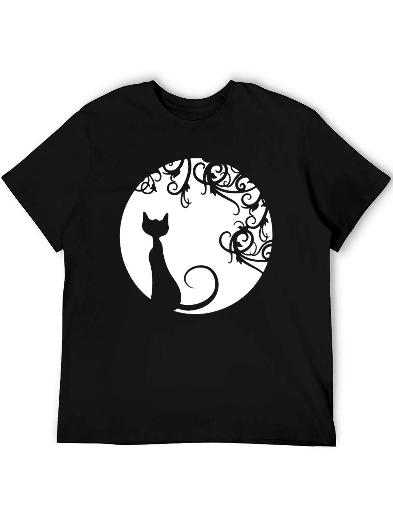 Cat Moon Graphic Tee - Unisex Black T-Shirt