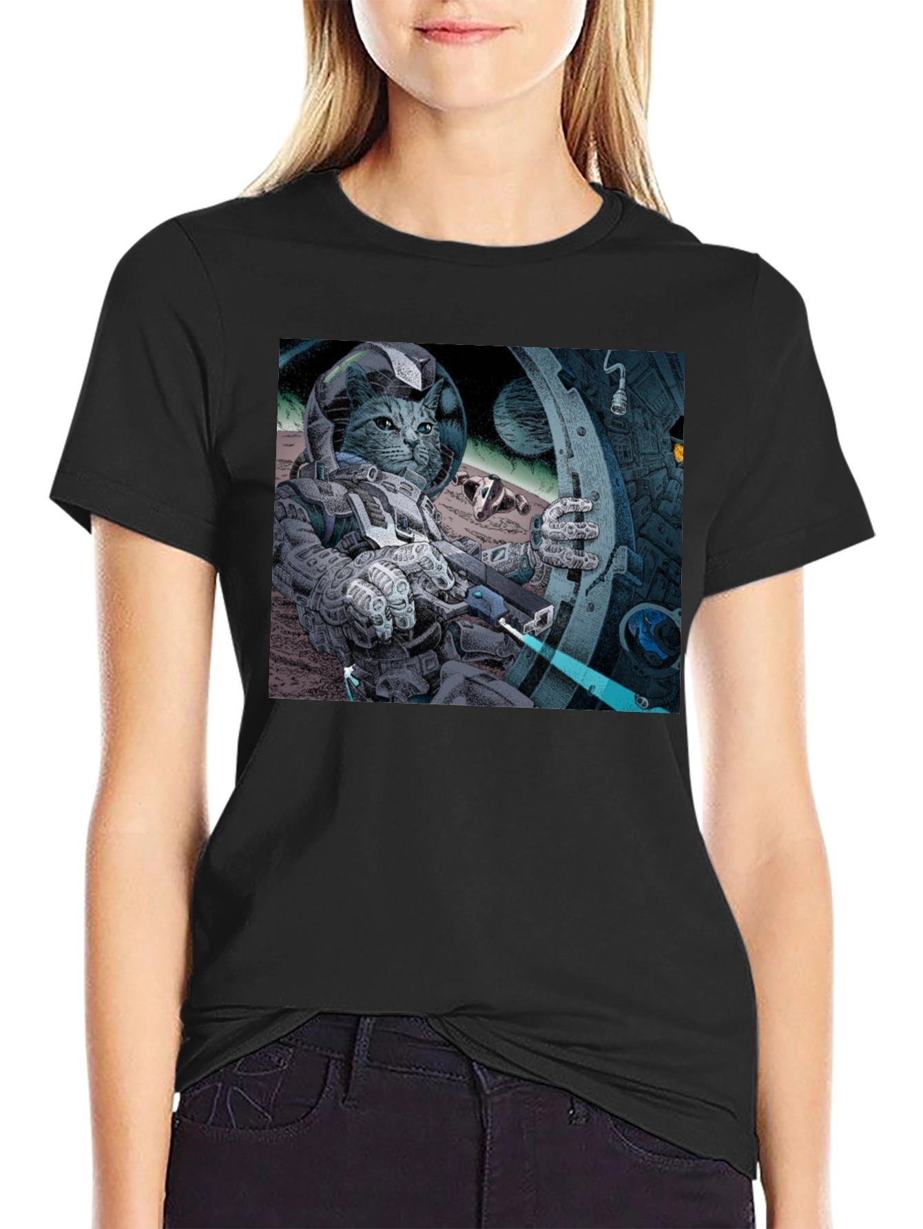 Cosmic Cat Astronaut T-Shirt - Cool Graphic Tee