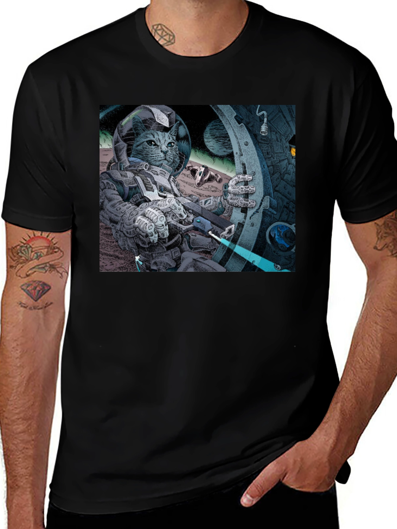 Cosmic Cat Astronaut T-Shirt - Cool Graphic Tee