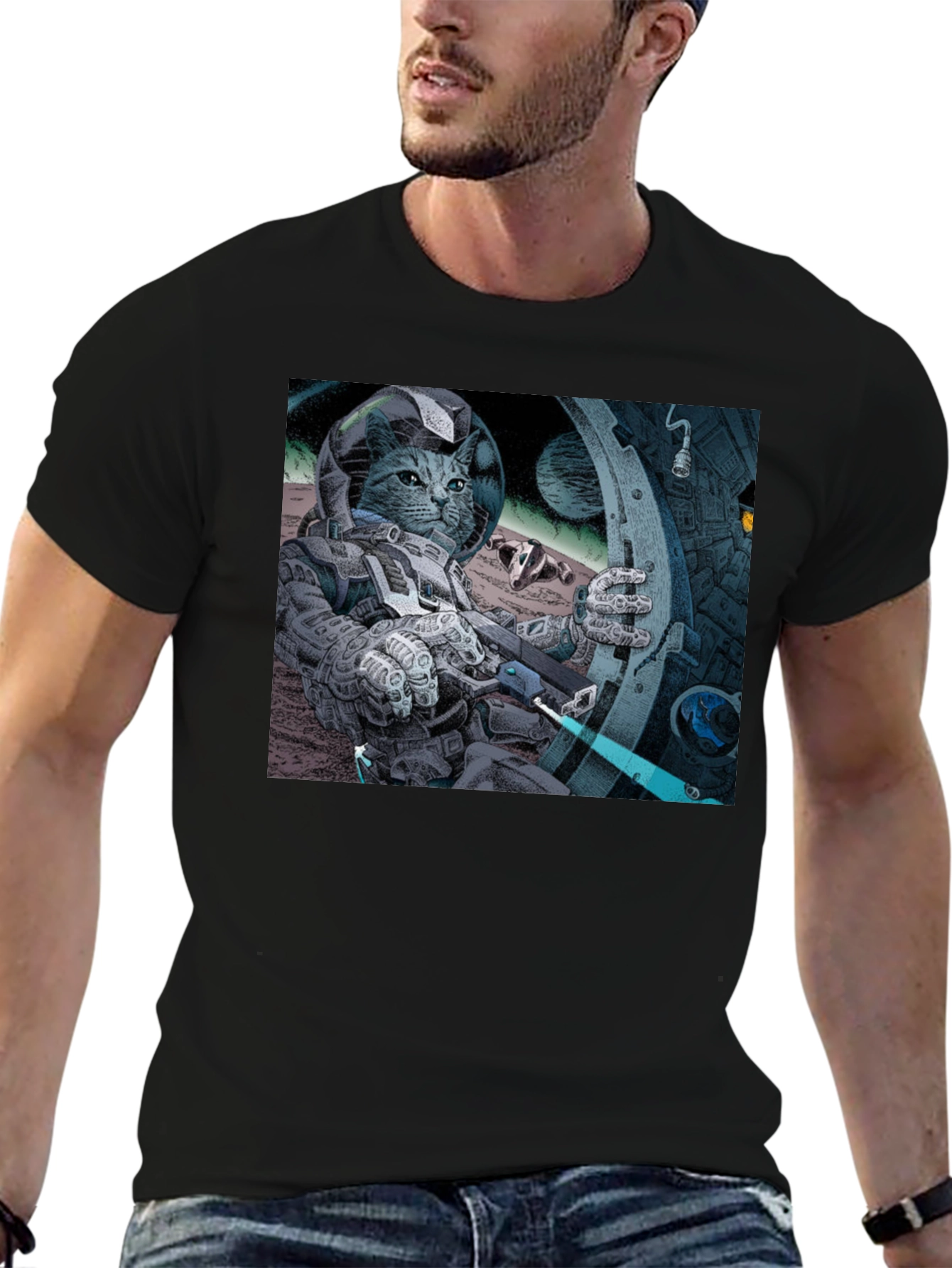 Cosmic Cat Astronaut T-Shirt - Cool Graphic Tee