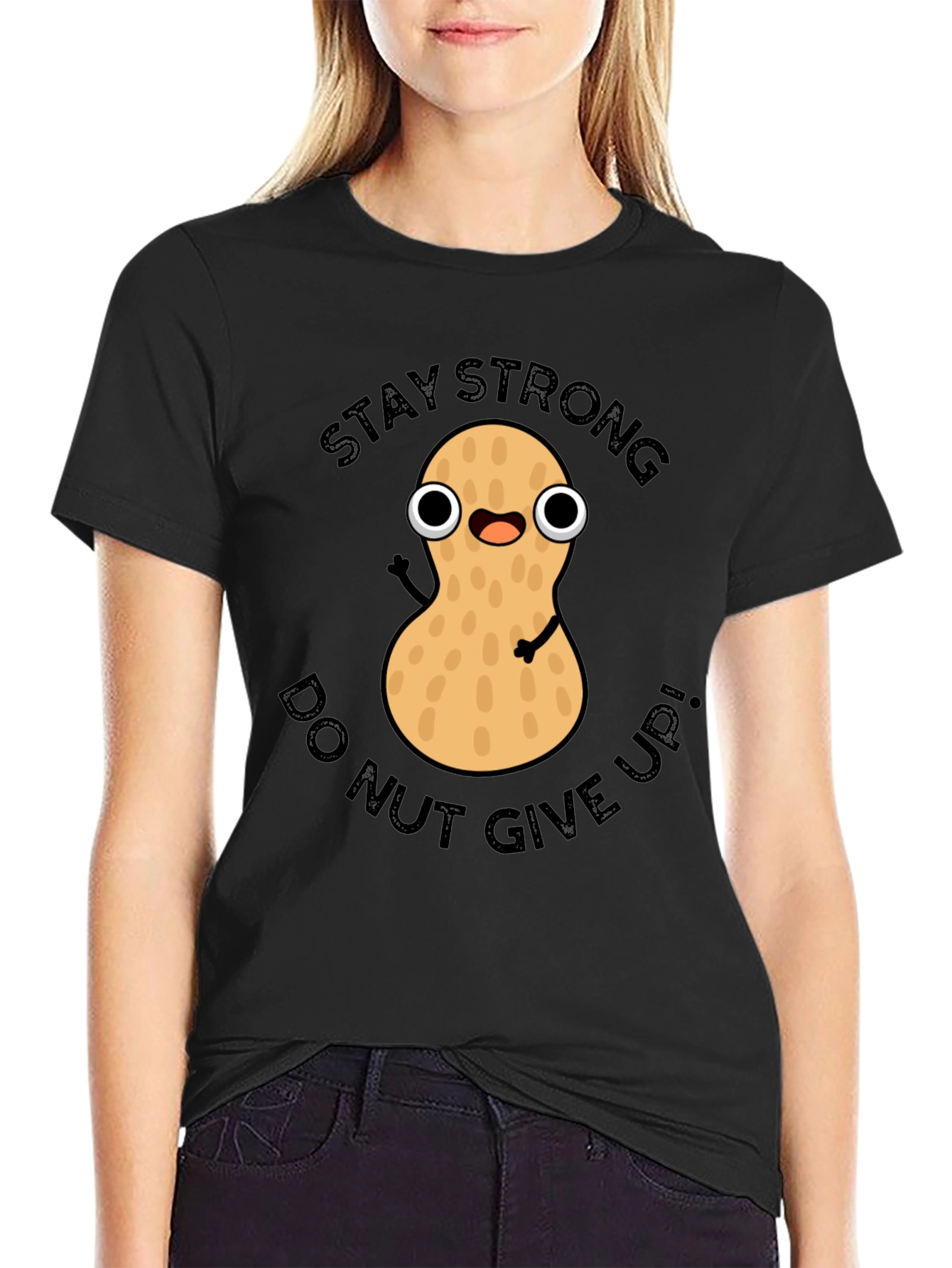 Stay Strong Peanut Graphic Tee - Dont Give Up!