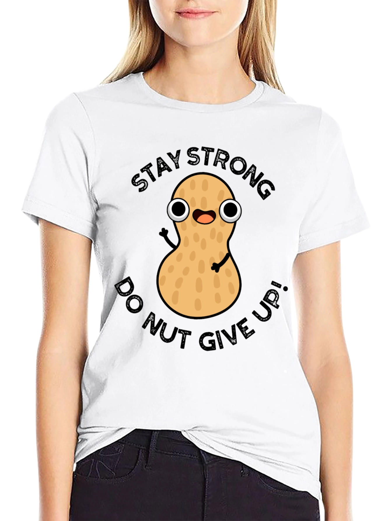 Stay Strong Peanut Graphic Tee - Dont Give Up!