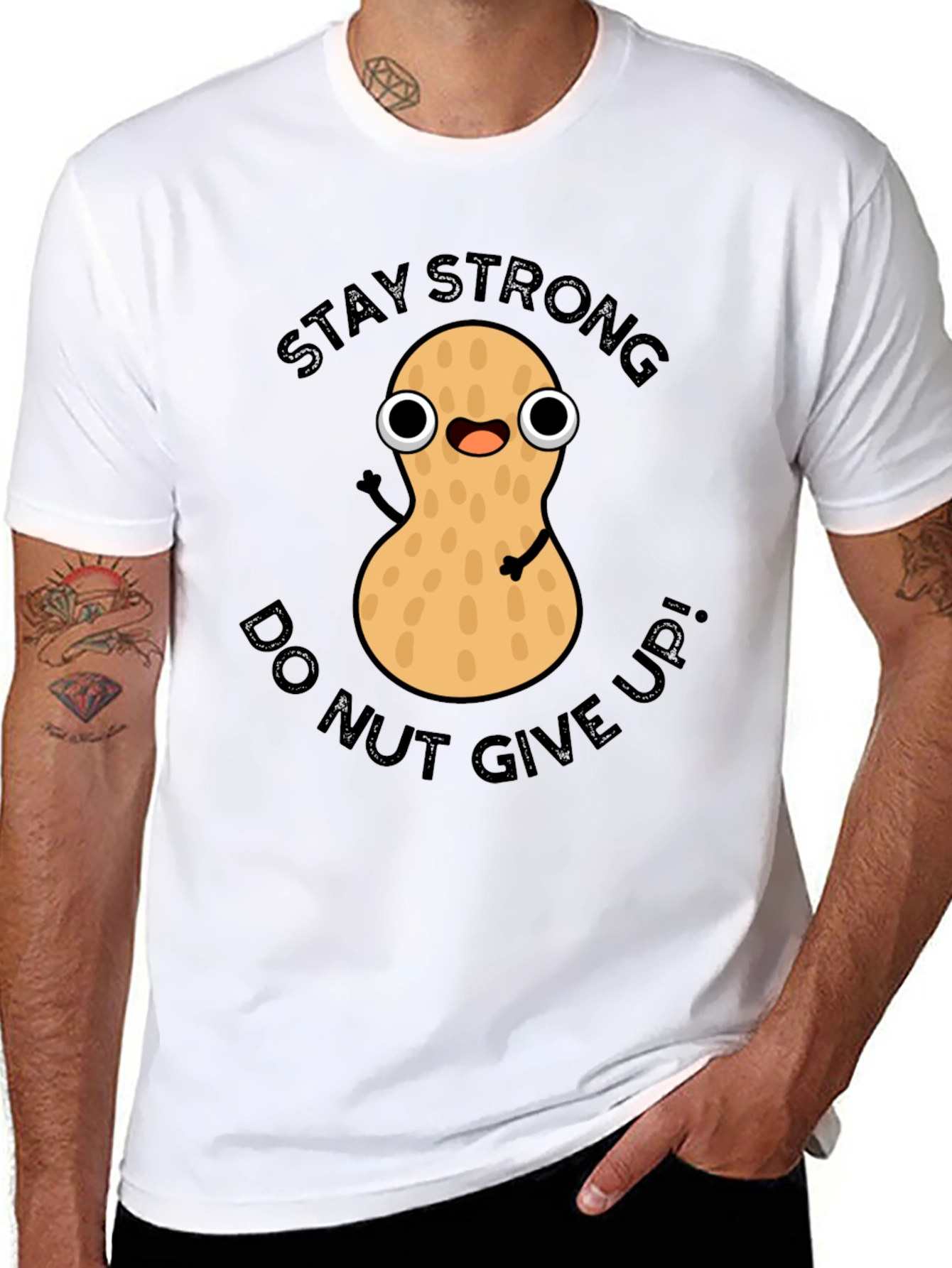 Stay Strong Peanut Graphic Tee - Dont Give Up!