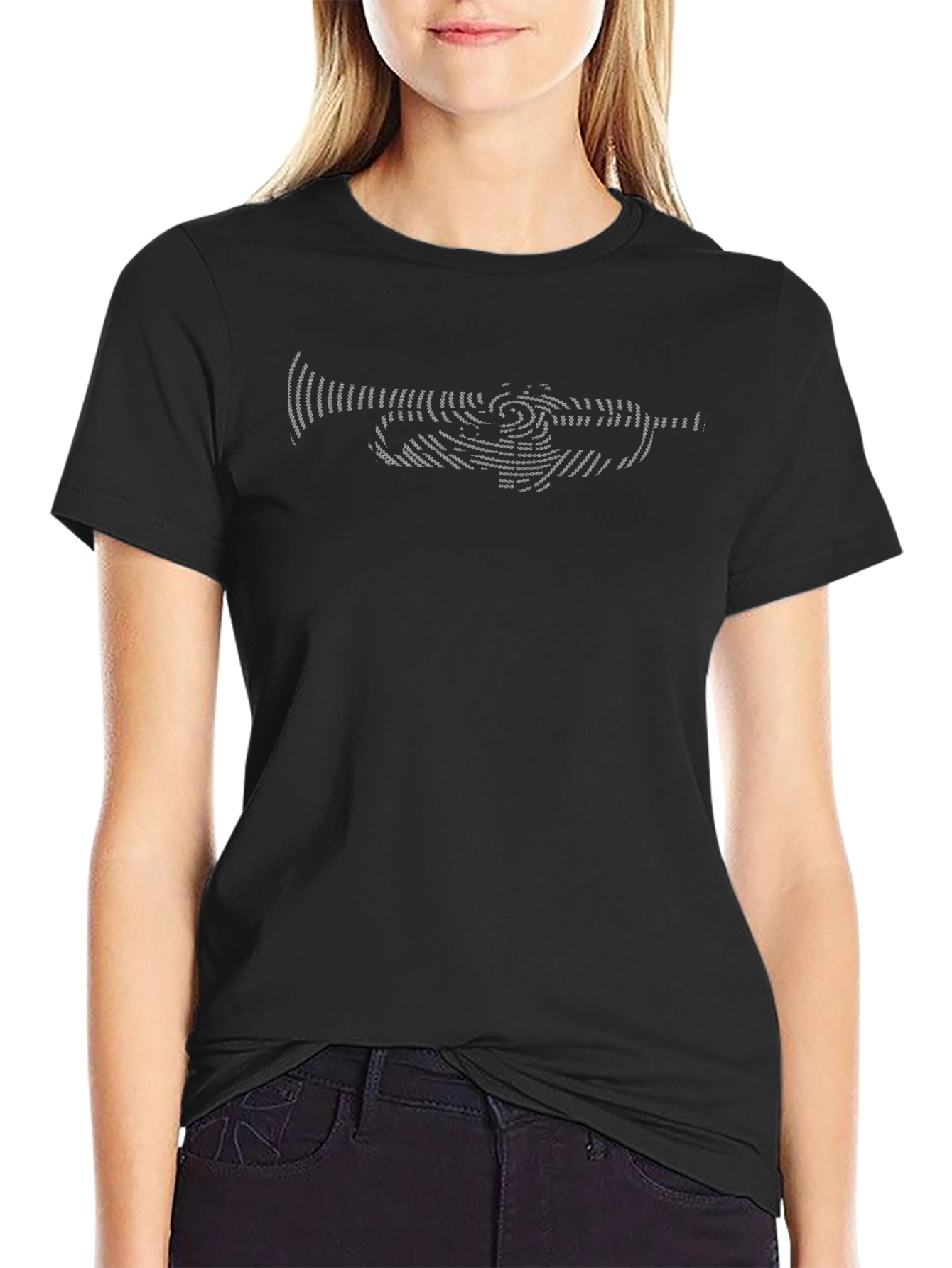 Abstract Trumpet Graphic Tee - Black