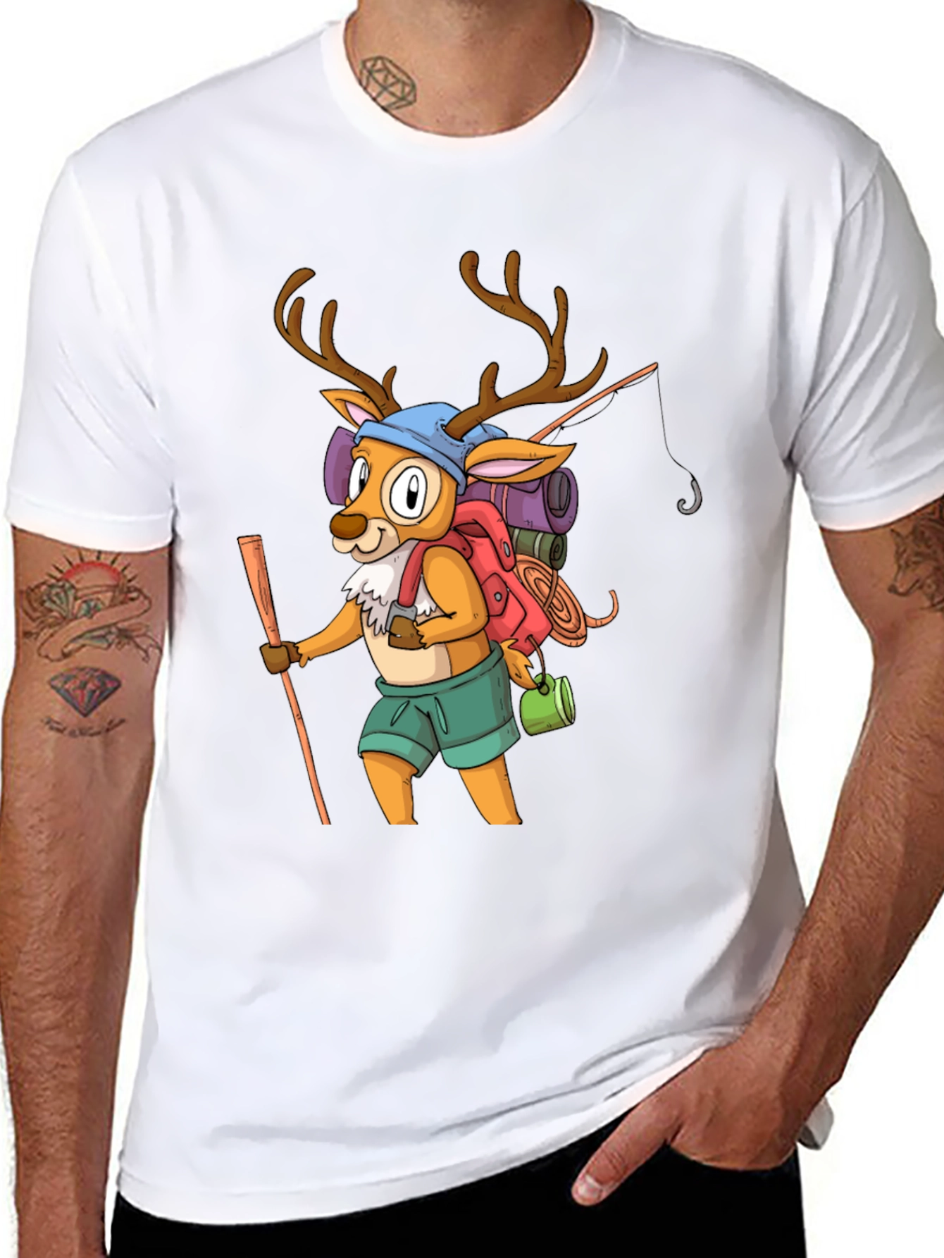 Hiking Deer Graphic Tee - Adventure Ready!