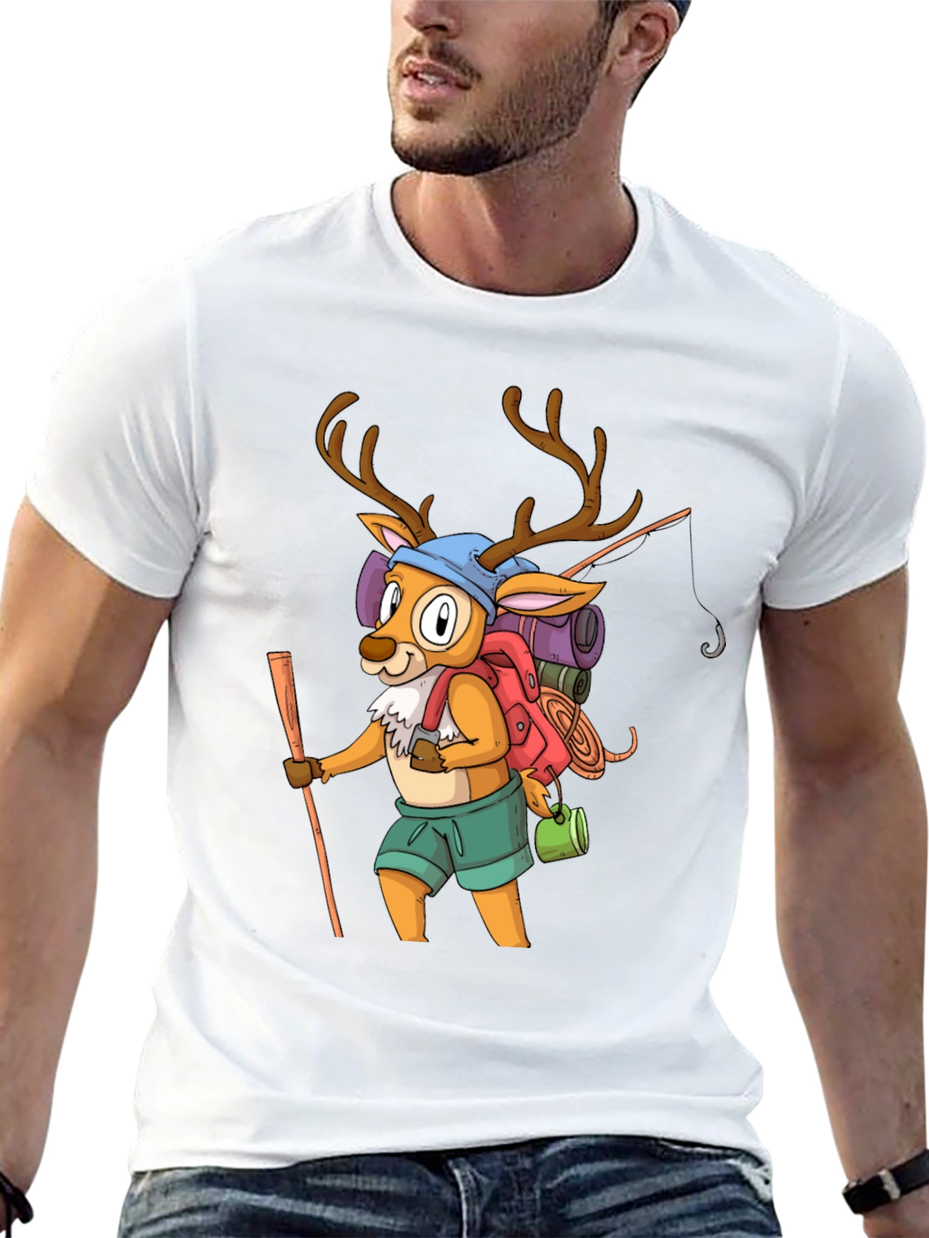 Hiking Deer Graphic Tee - Adventure Ready!