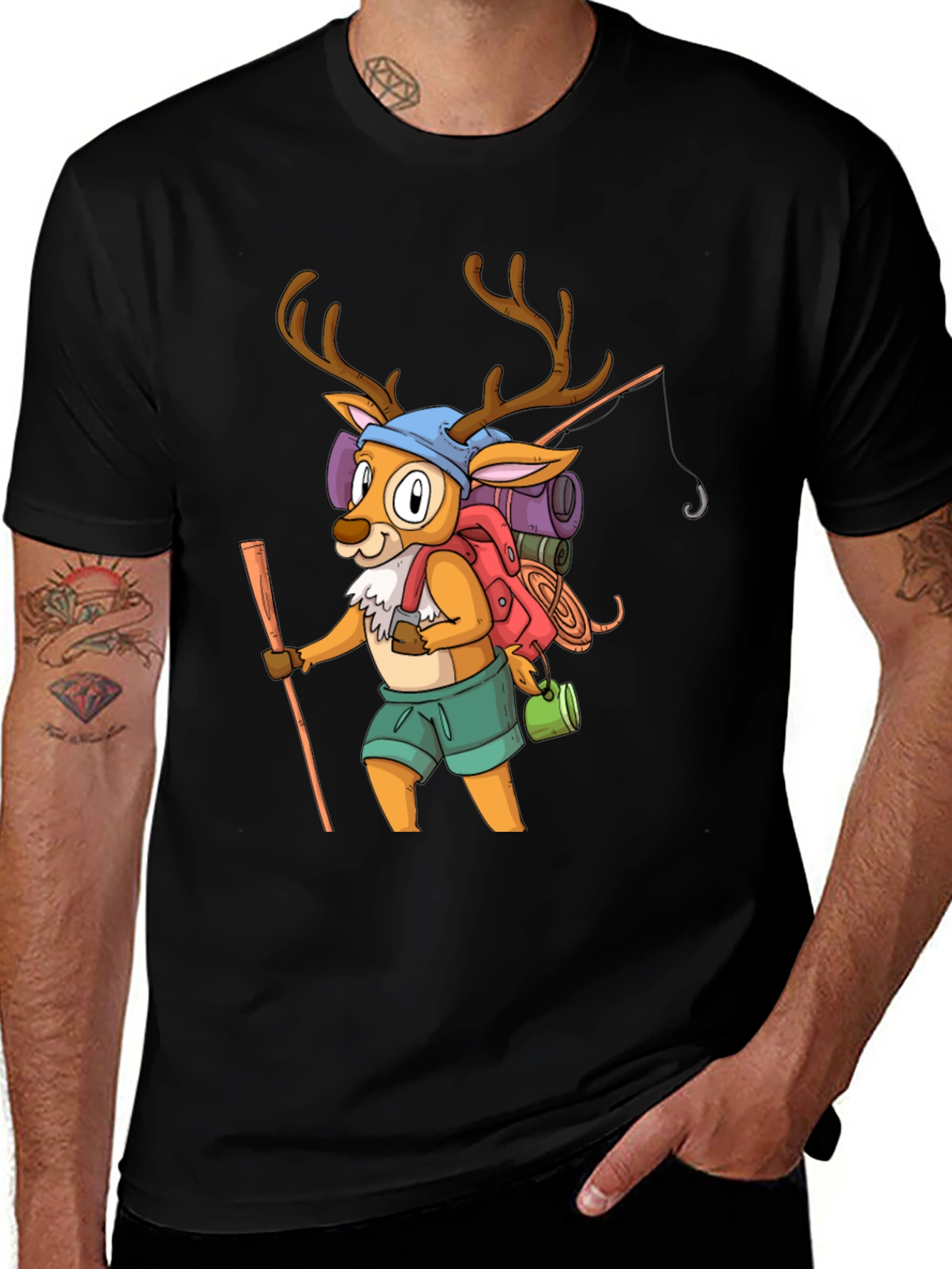 Hiking Deer Graphic Tee - Adventure Ready!